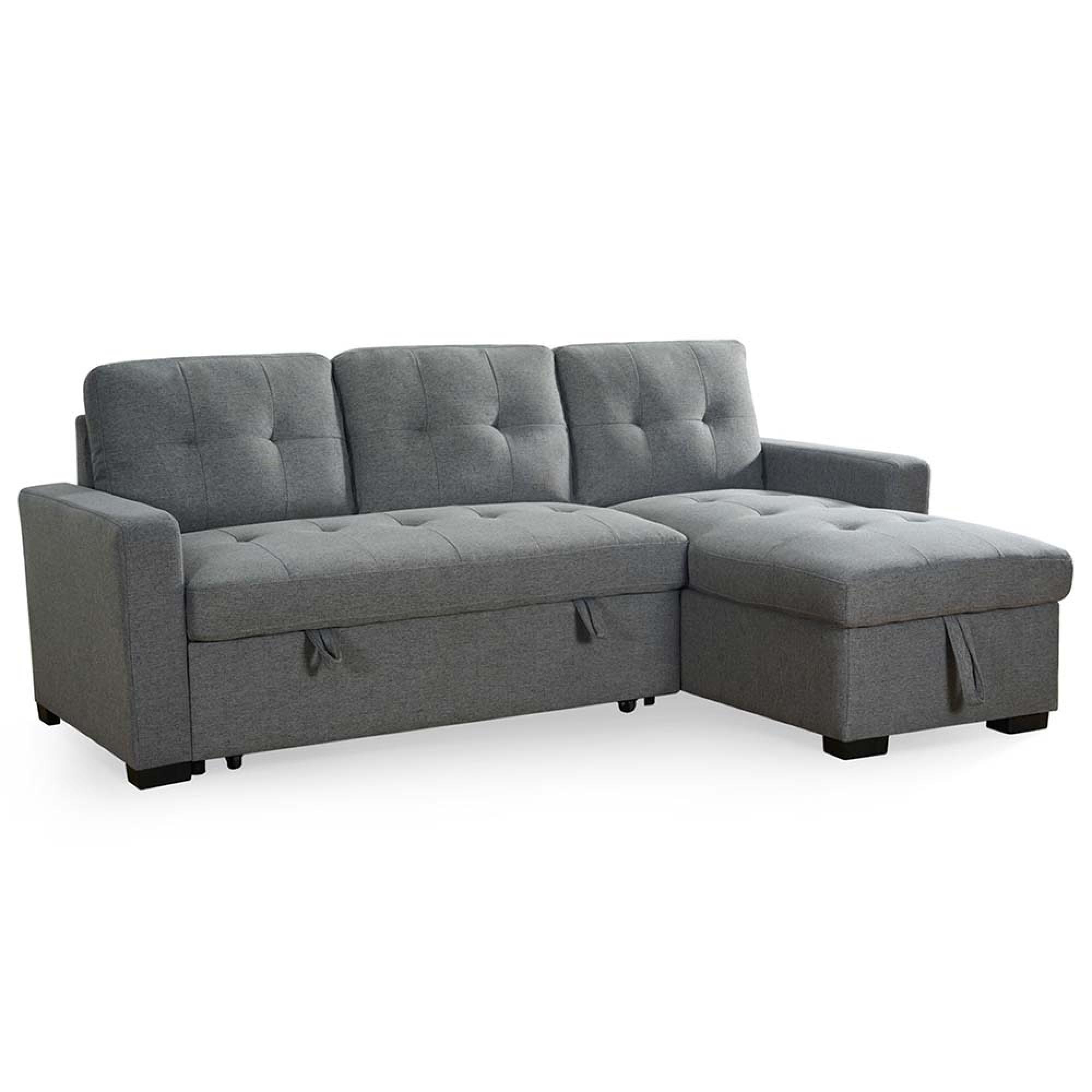 Alder Universal Corner Sofa Bed - Grey Fabric - Pull Out