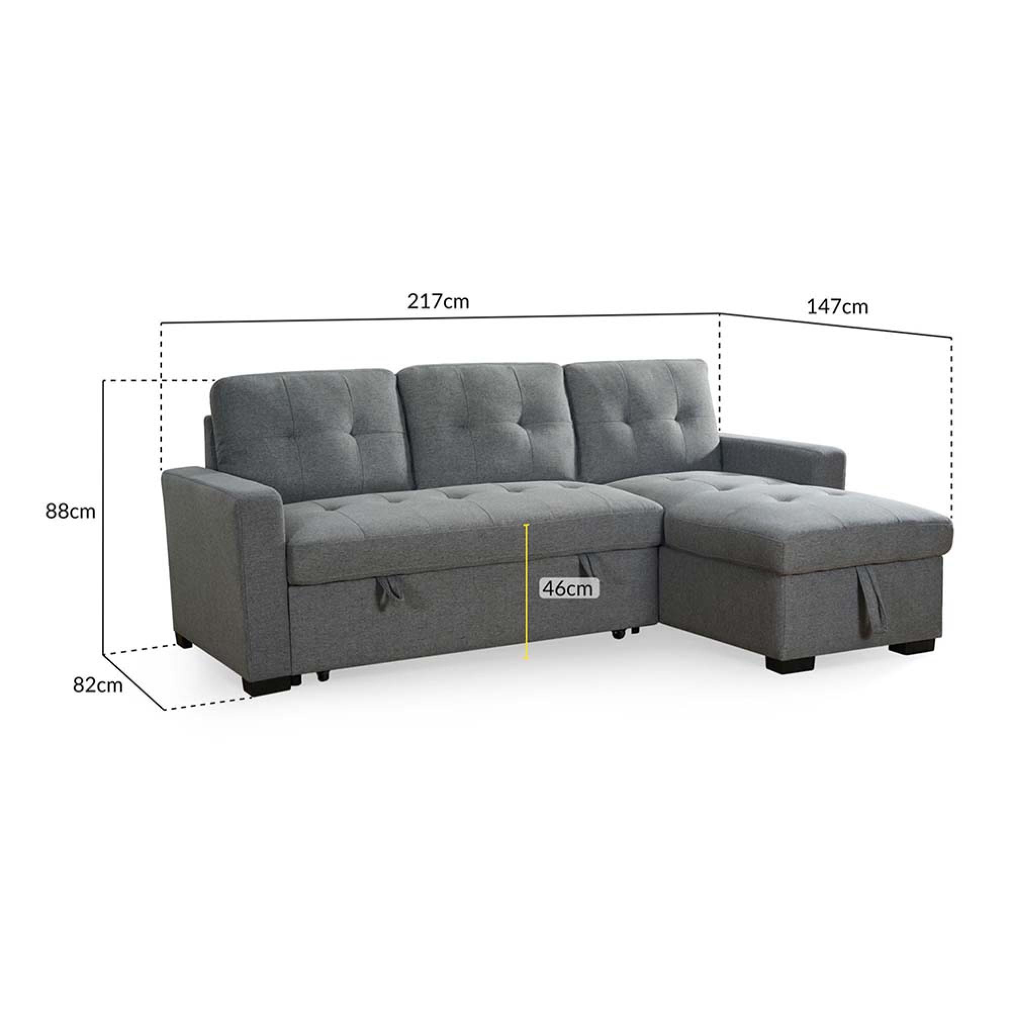Alder Universal Corner Sofa Bed - Grey Fabric - Pull Out