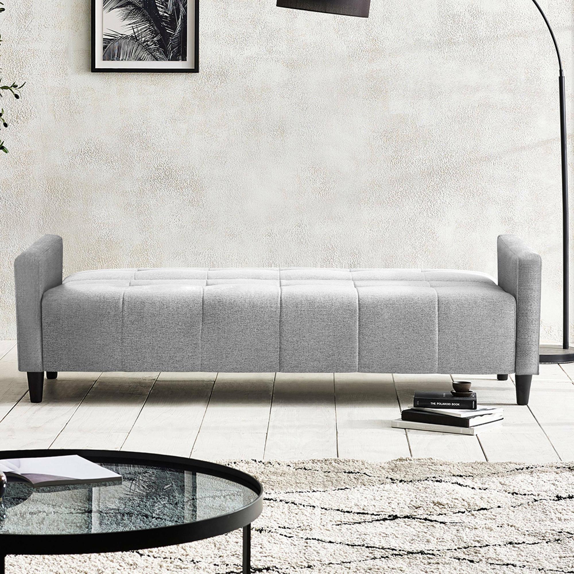 Alfie Grey Linen Click Clack Sofabed - 3 Seater - Storage