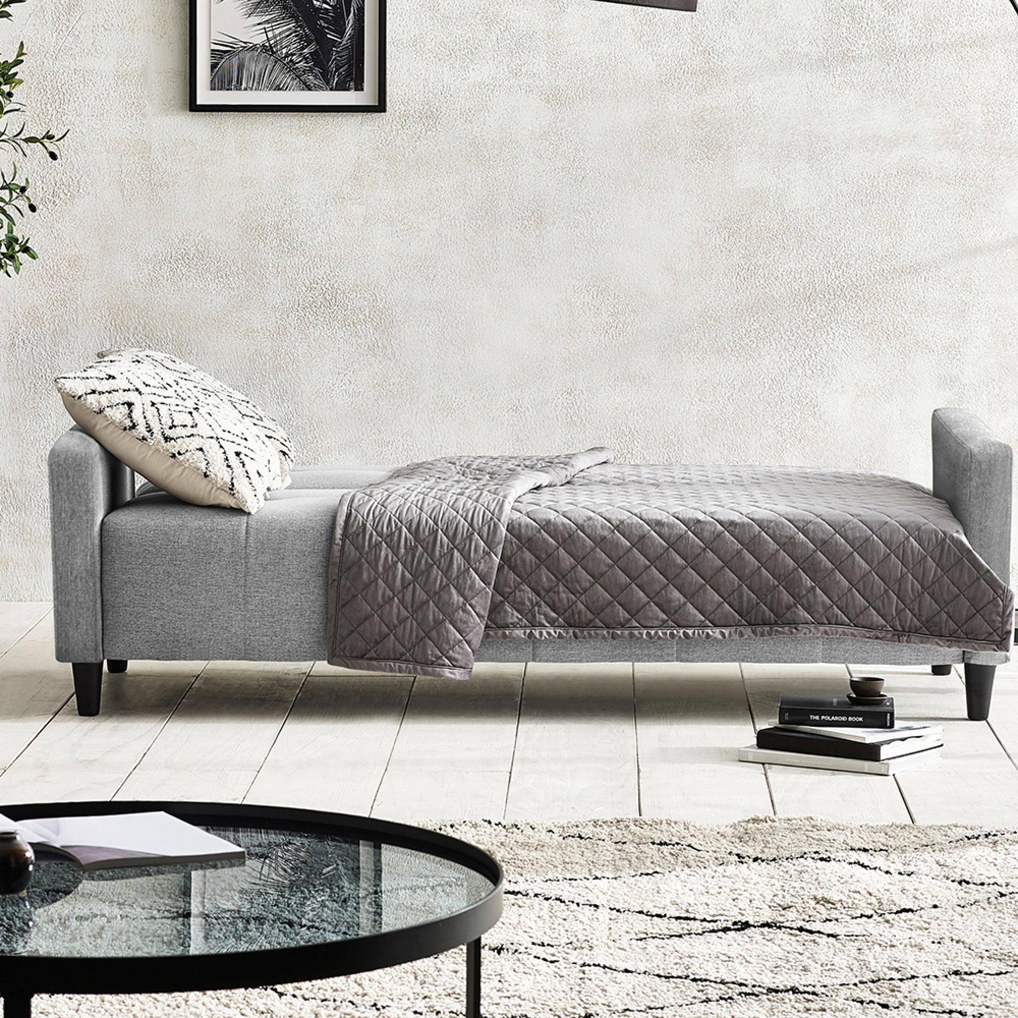 Alfie Grey Linen Click Clack Sofabed - 3 Seater - Storage