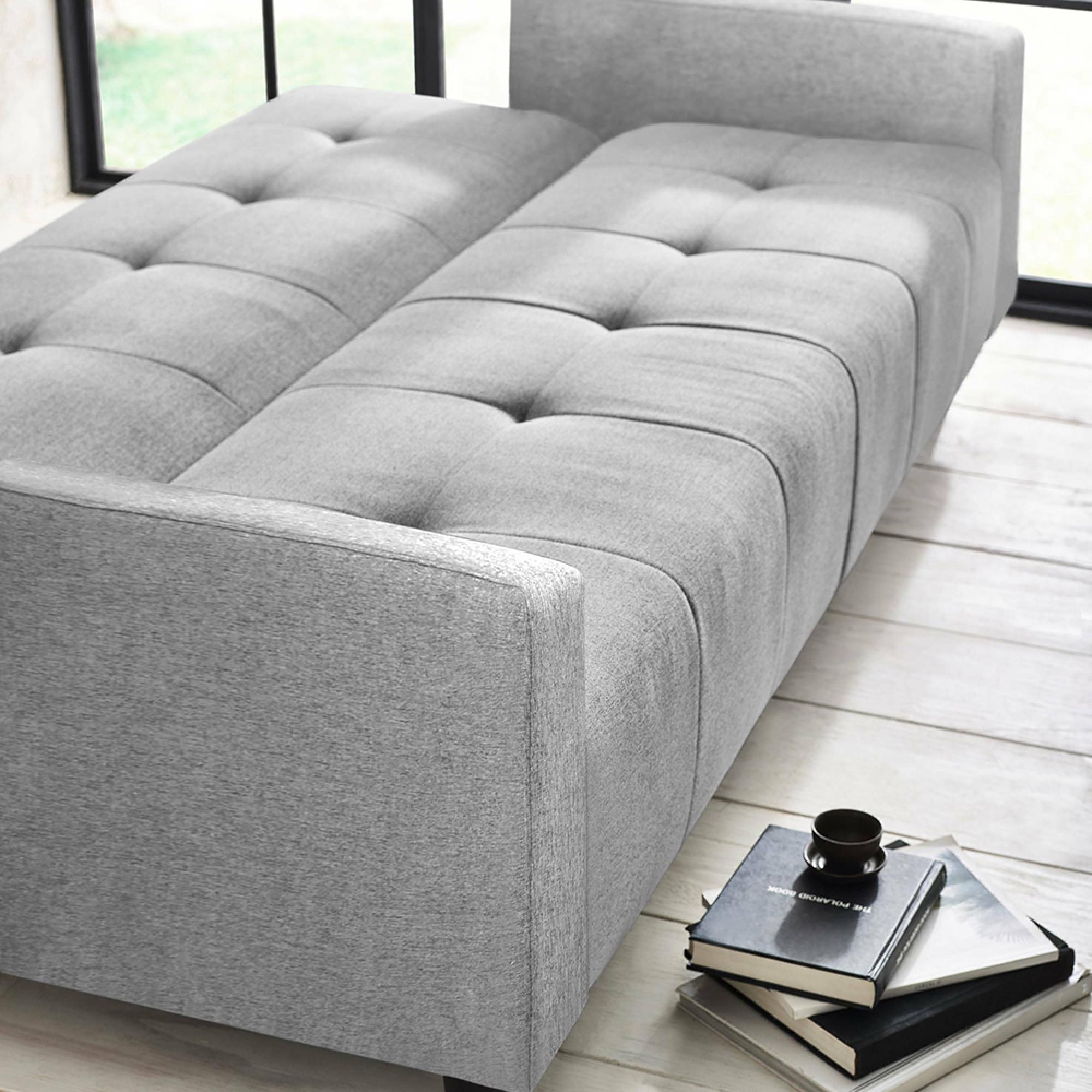 Alfie Grey Linen Click Clack Sofabed - 3 Seater - Storage