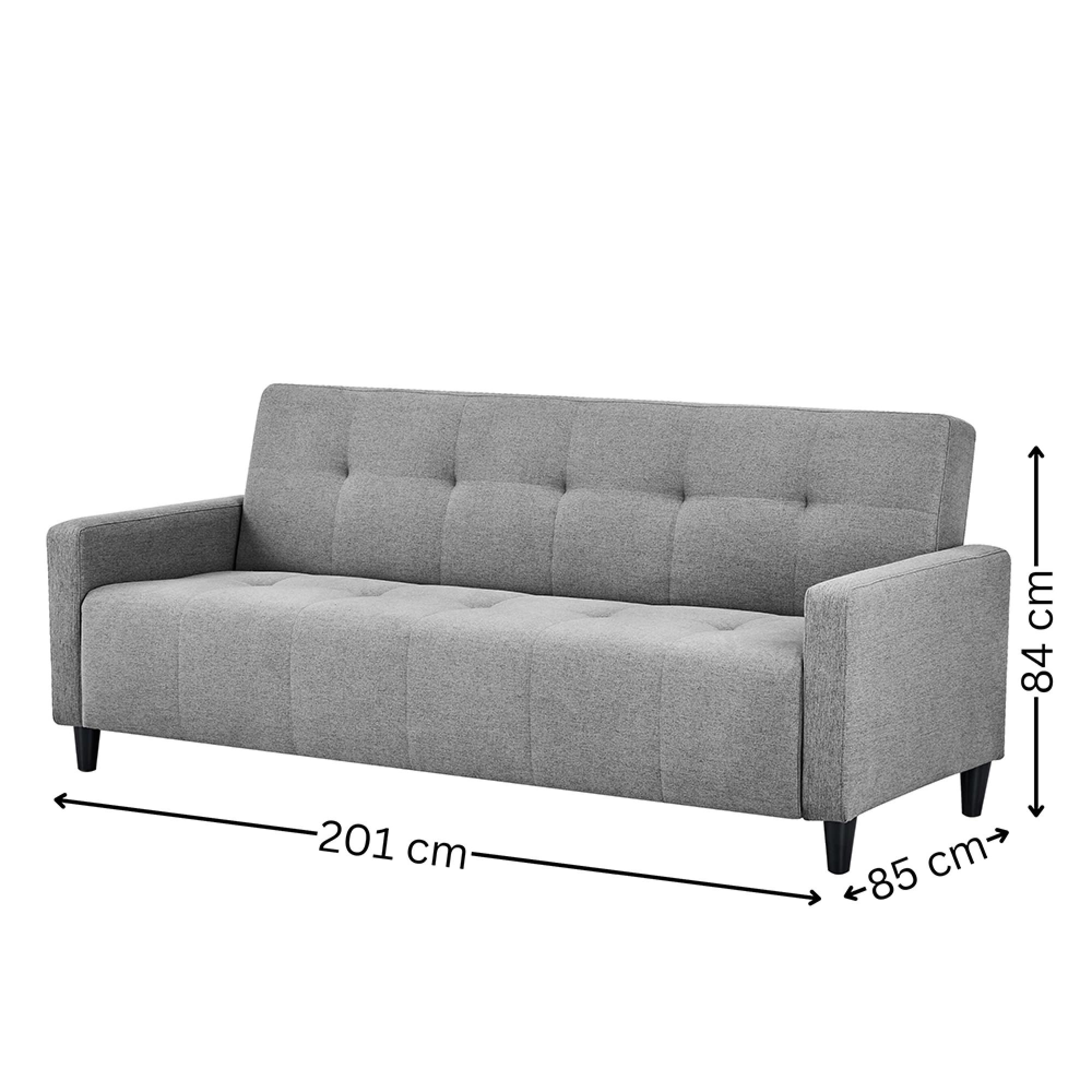Alfie Grey Linen Click Clack Sofabed - 3 Seater - Storage