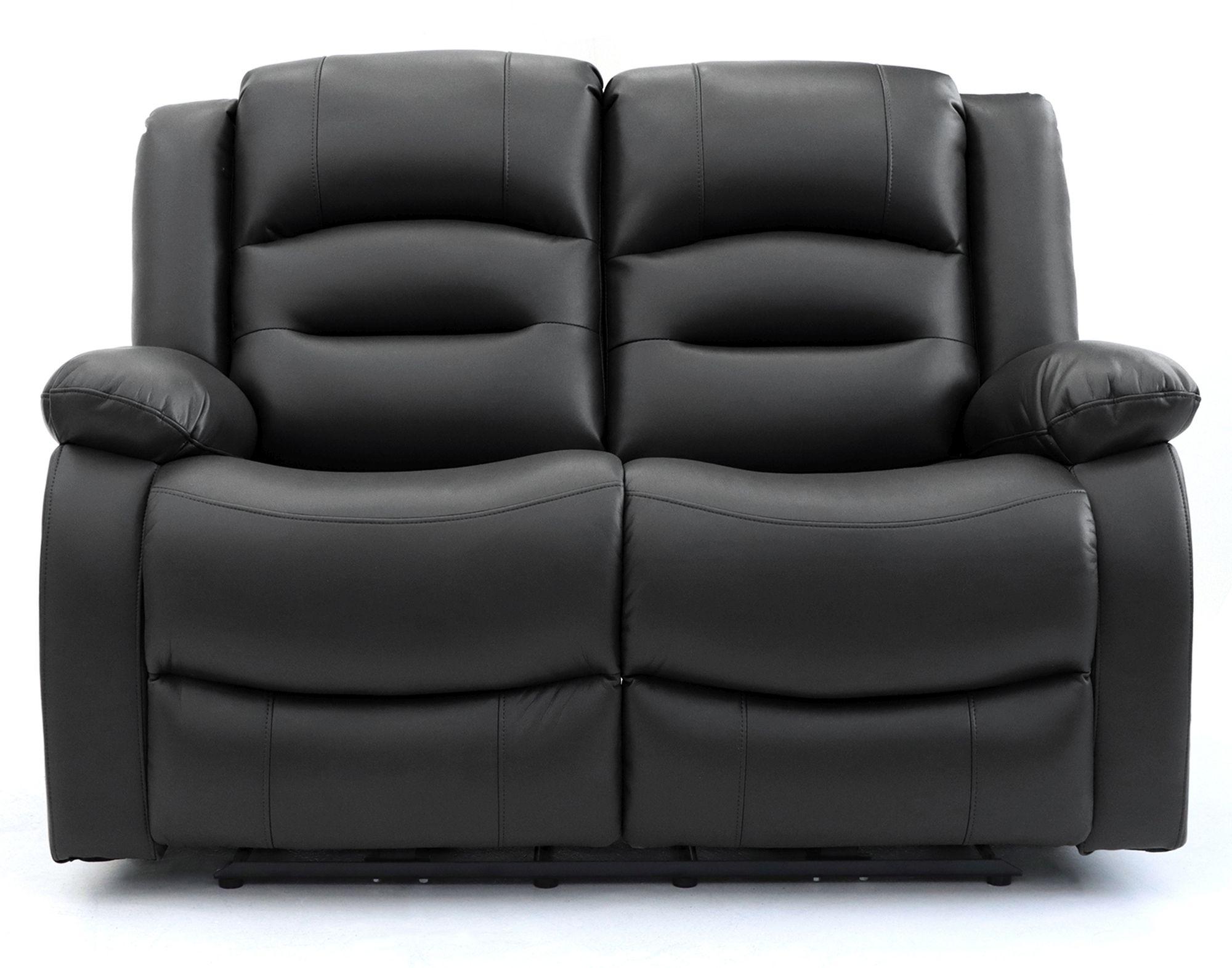 Alva Electric Recliner Sofa - Black Faux Leather - 2 Seater