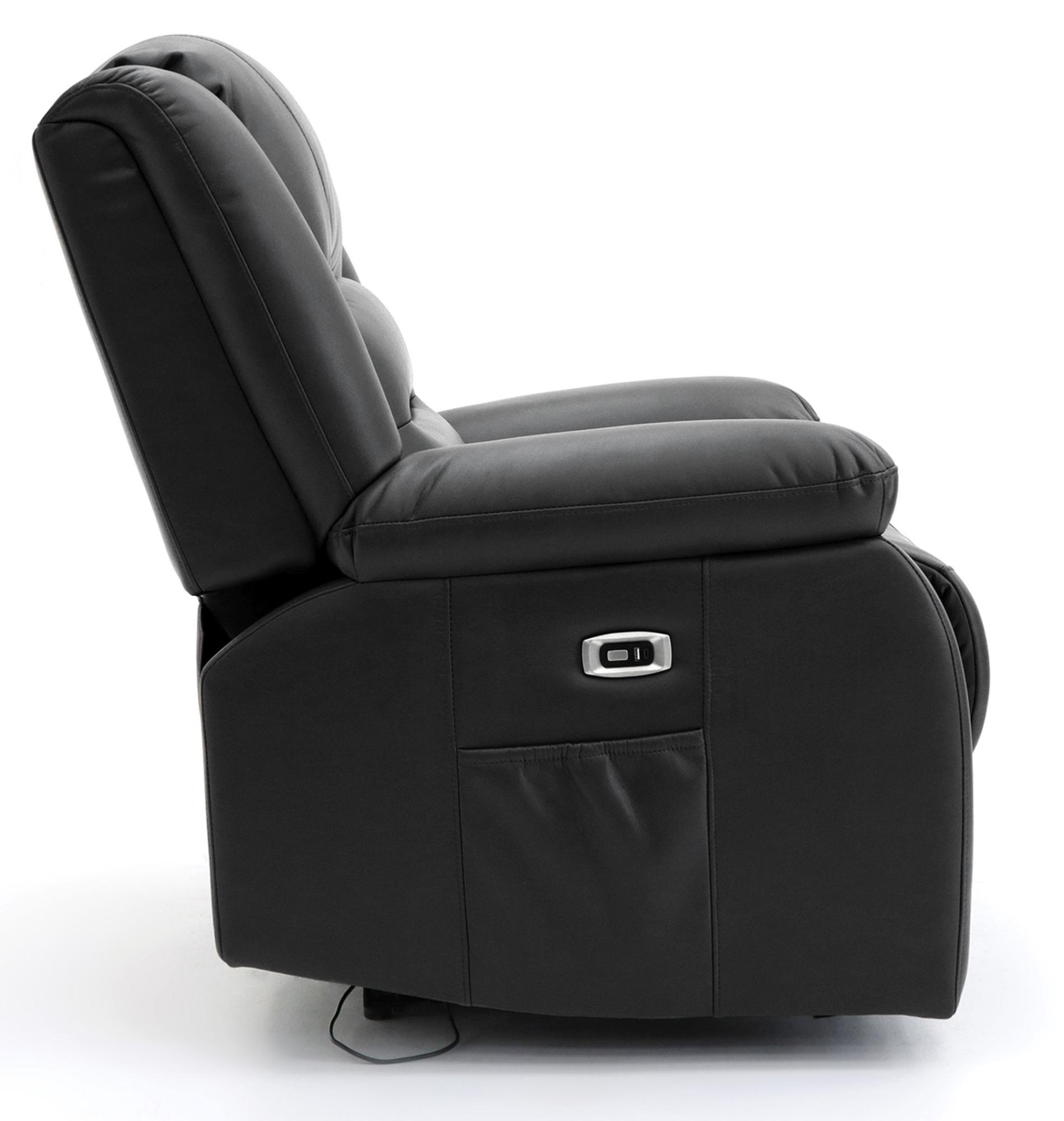 Alva Electric Recliner Sofa - Black Faux Leather - 2 Seater