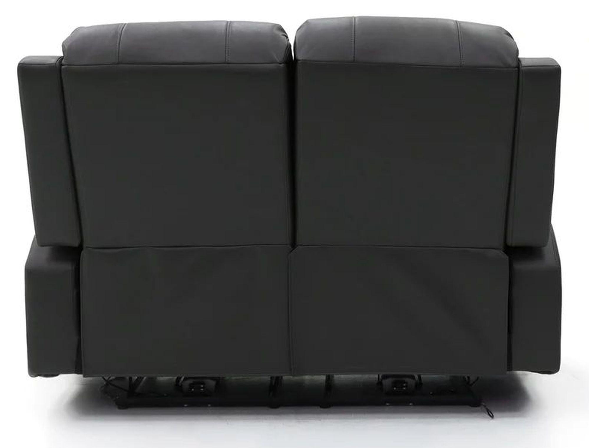 Alva Electric Recliner Sofa - Black Faux Leather - 2 Seater