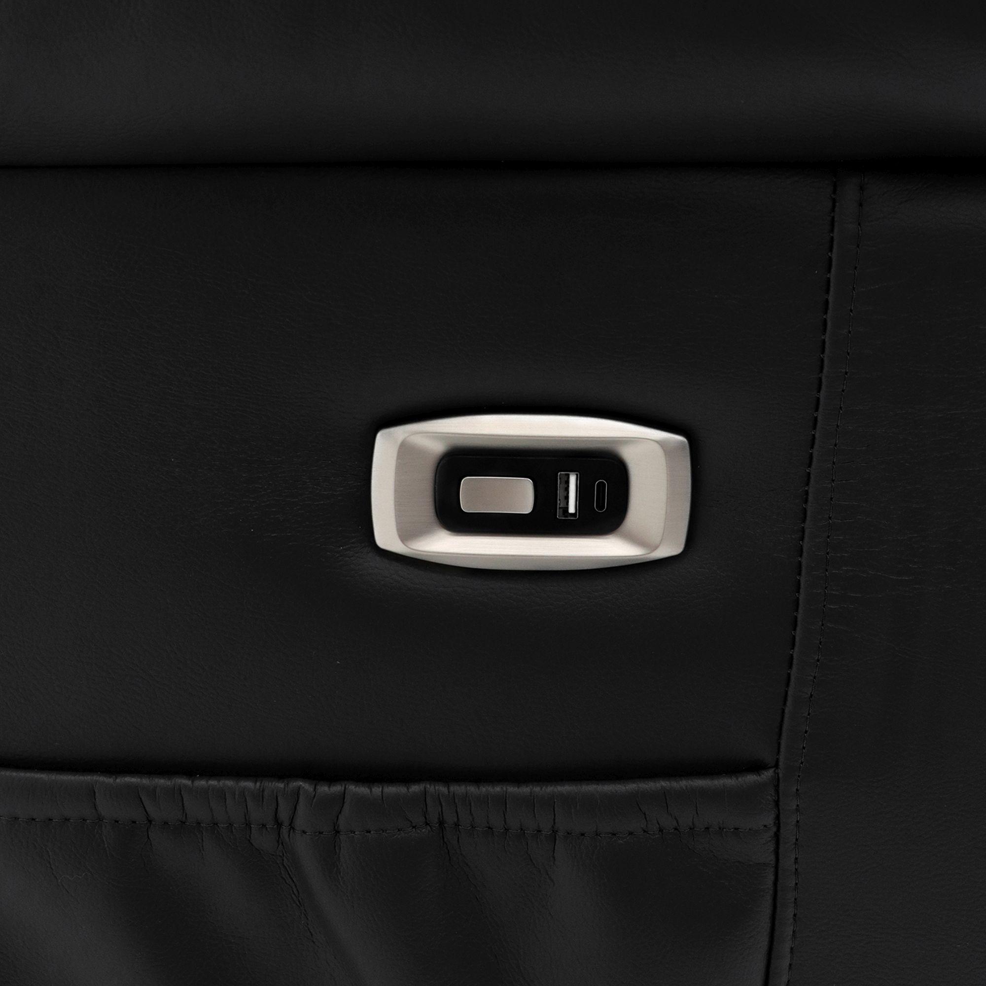 Alva Electric Recliner Sofa Set - Black Faux Leather - 3+2 Seater