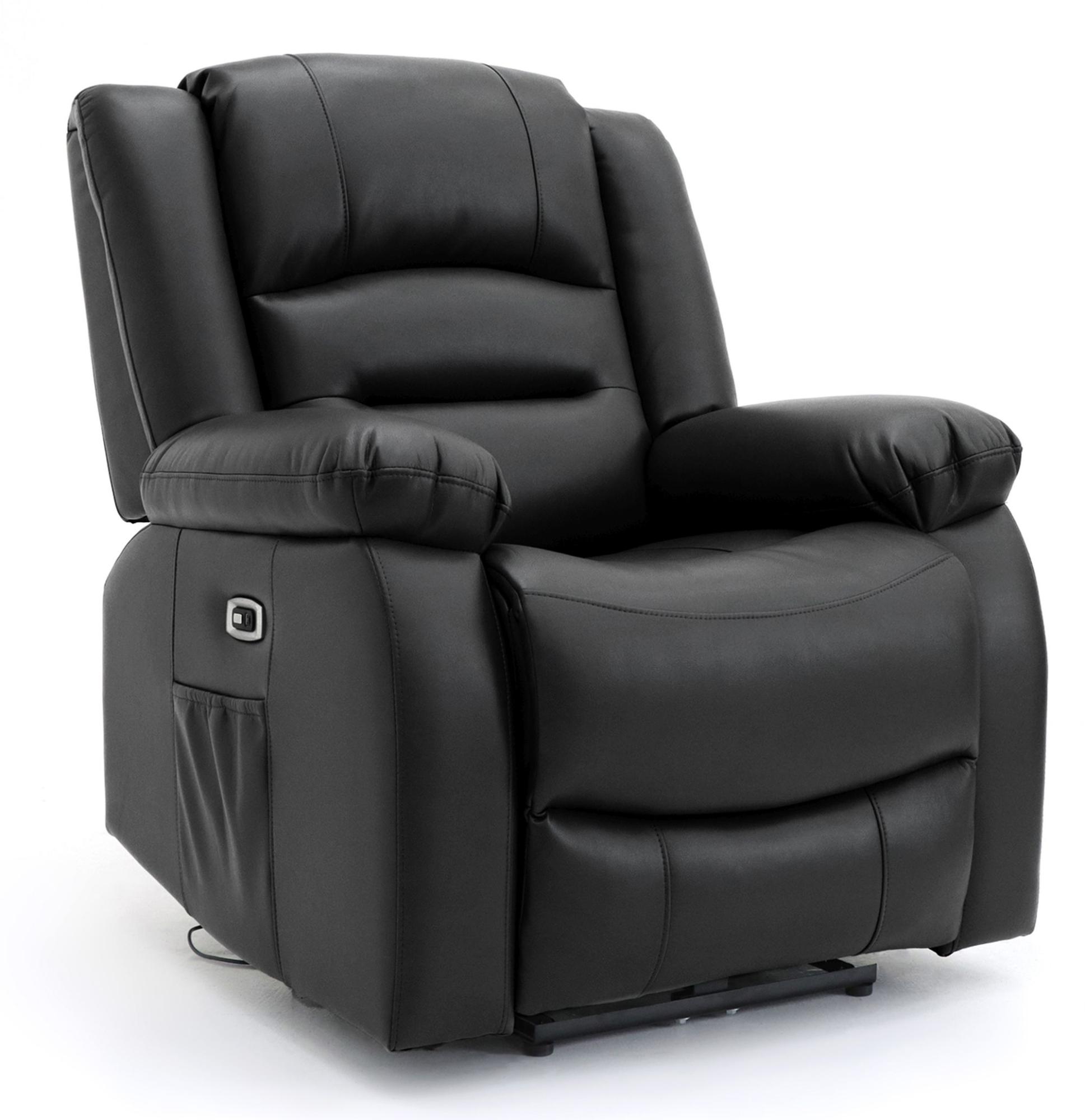 Alva Electric Recliner Armchair - Black Faux Leather