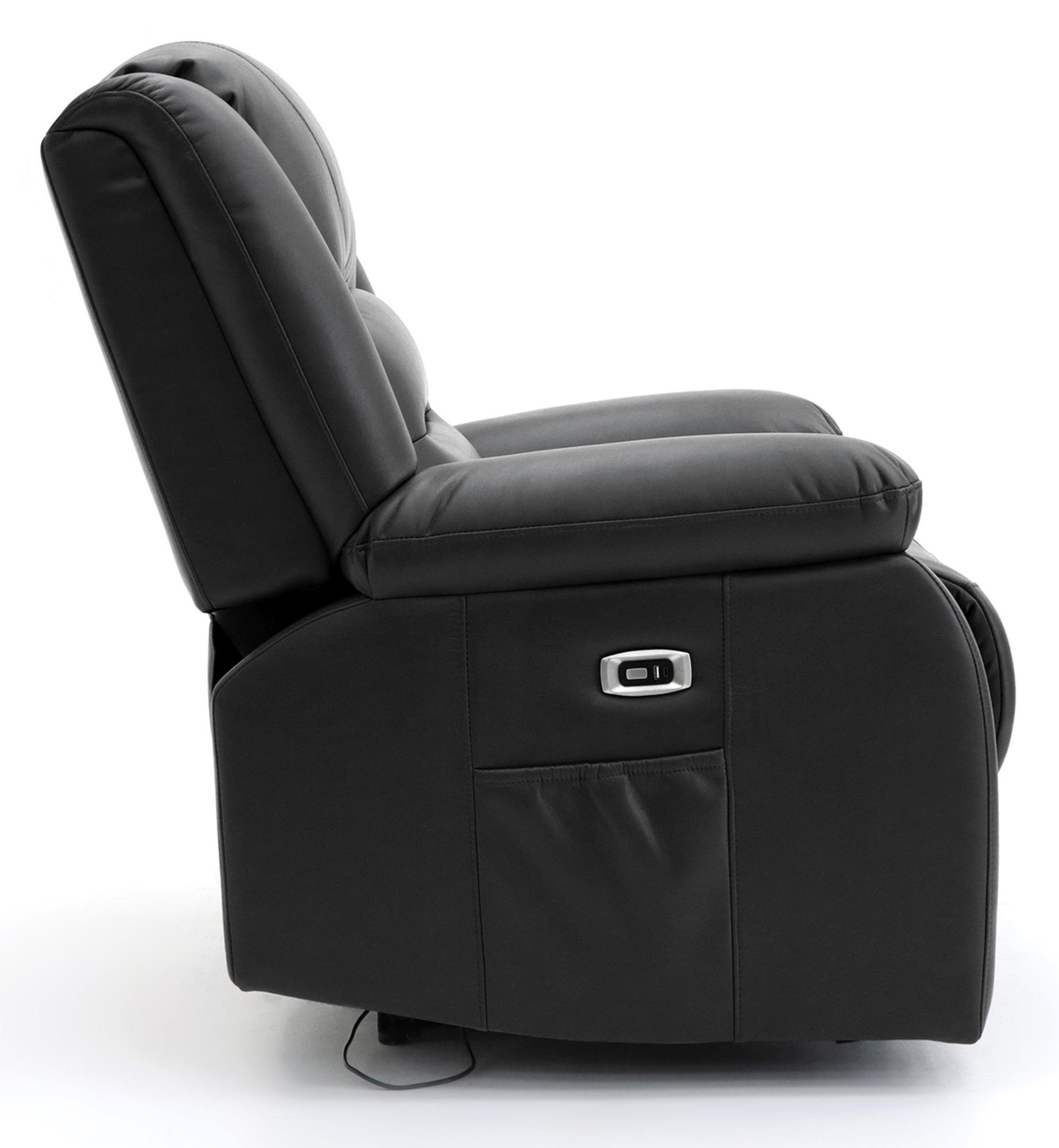 Alva Electric Recliner Armchair - Black Faux Leather