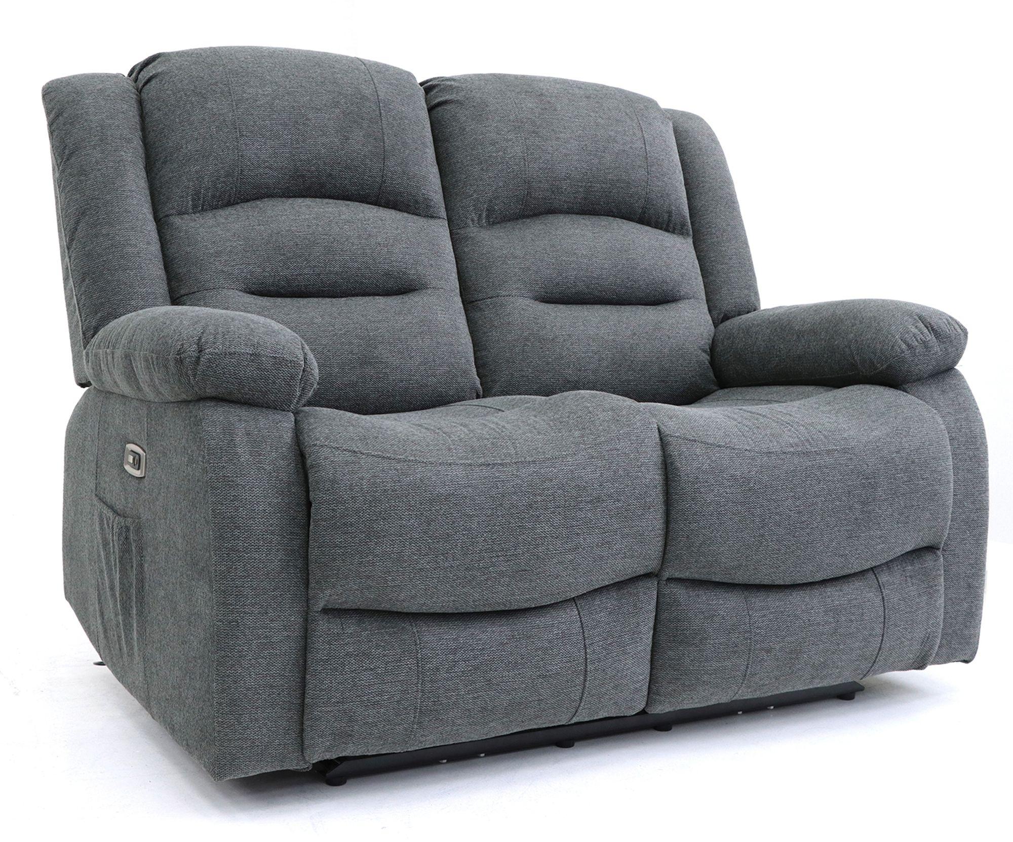 Alva Electric Recliner Sofa - Graphite Fabric - 2 Seater