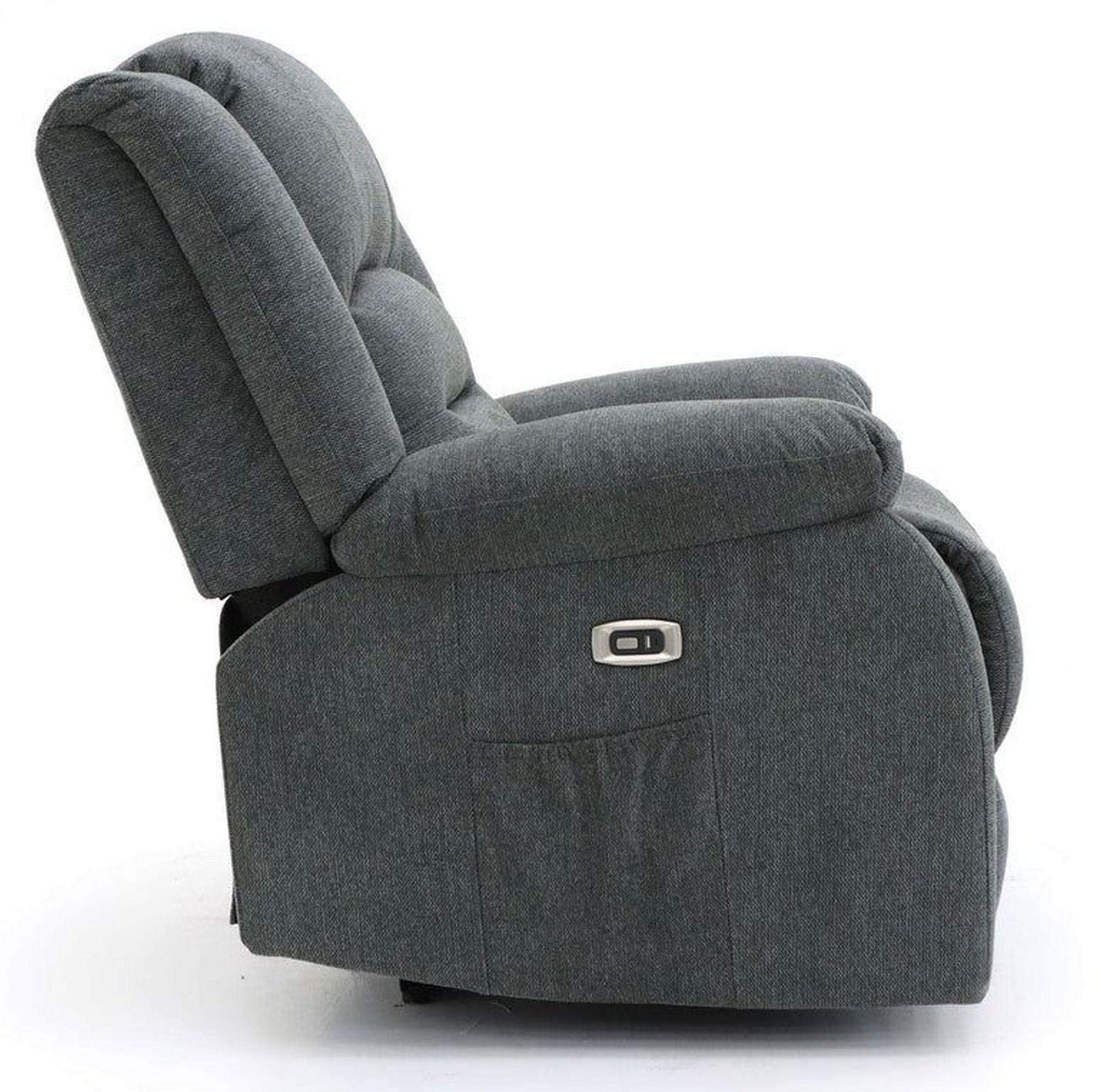 Alva Electric Recliner Sofa - Graphite Fabric - 2 Seater