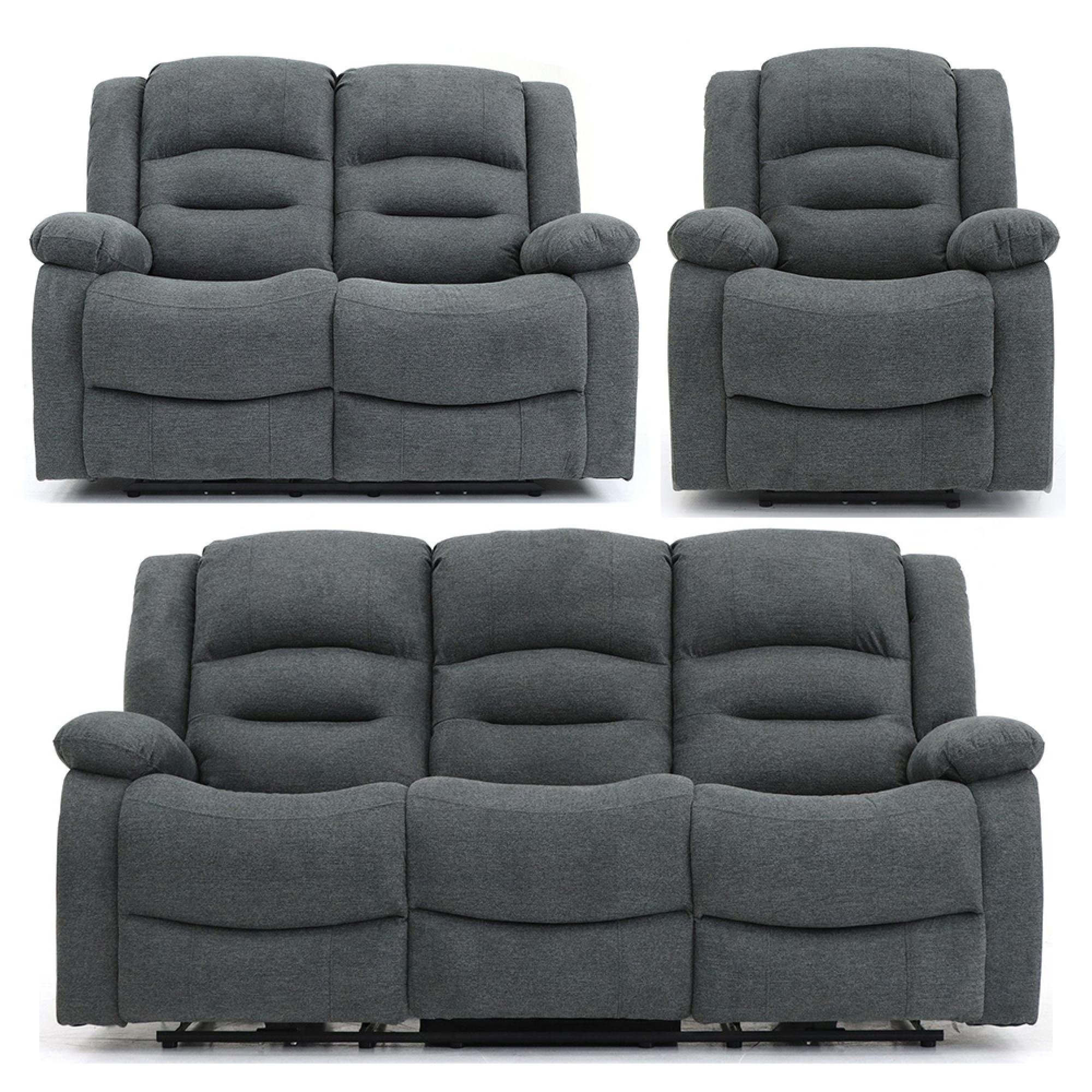 Alva Electric Recliner Sofa Set - Graphite Fabric - 3+2+1 Seater