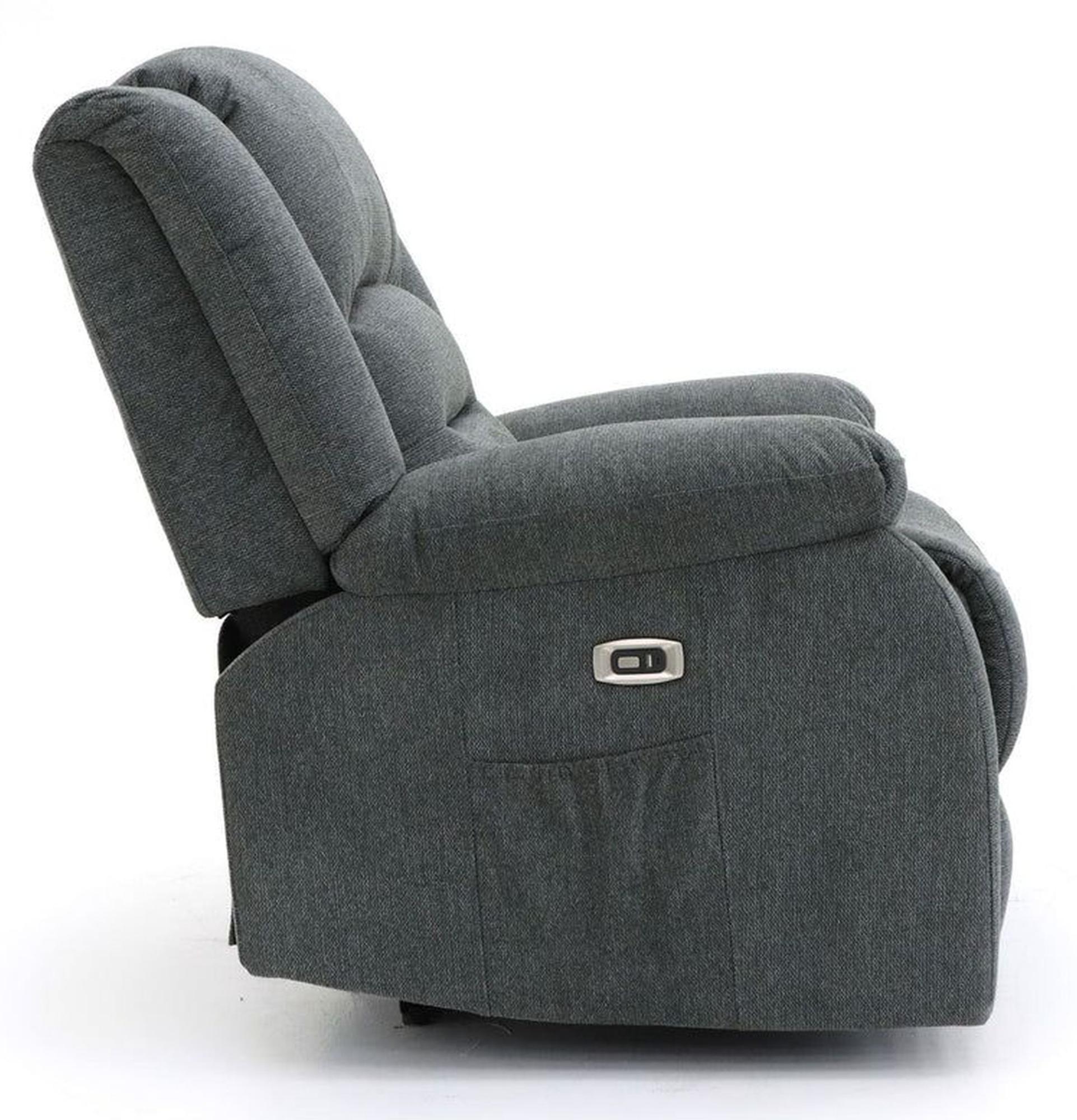 Alva Electric Recliner Sofa - Graphite Fabric - 3 Seater