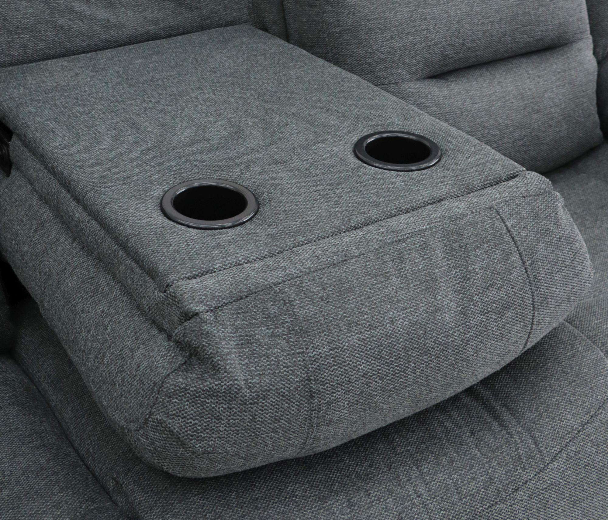 Alva Electric Recliner Sofa - Graphite Fabric - 3 Seater