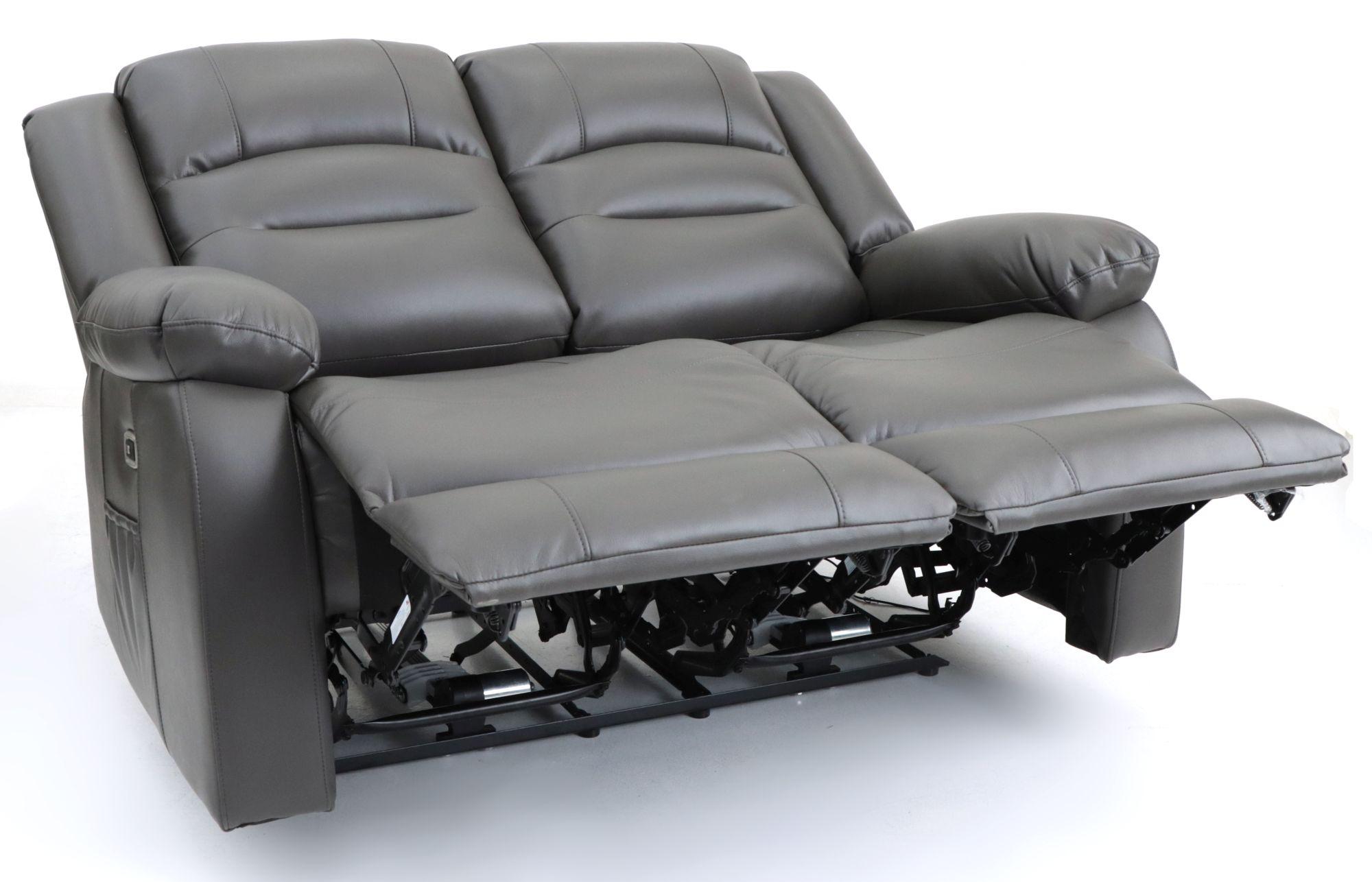 Alva Electric Recliner Sofa - Grey Faux Leather - 2 Seater