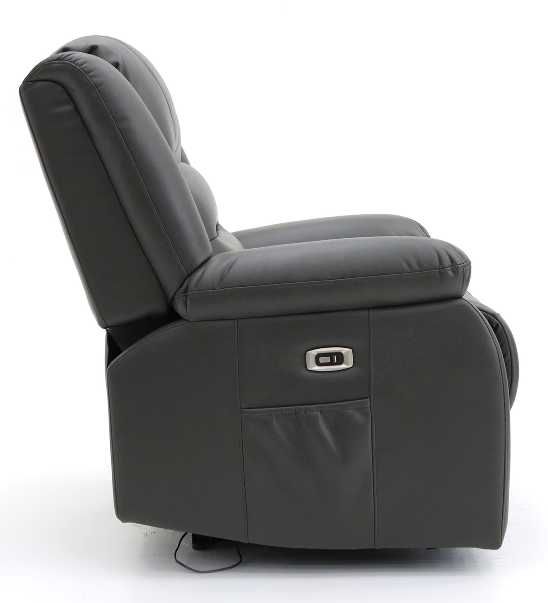 Alva Electric Recliner Armchair - Grey Faux Leather