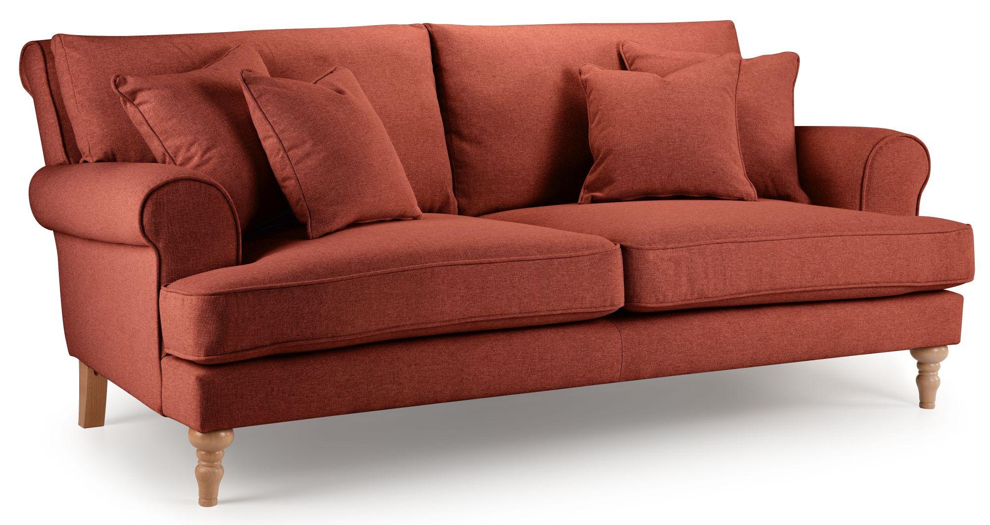 Arlan Vermillion Fabric 3 Seater Sofa