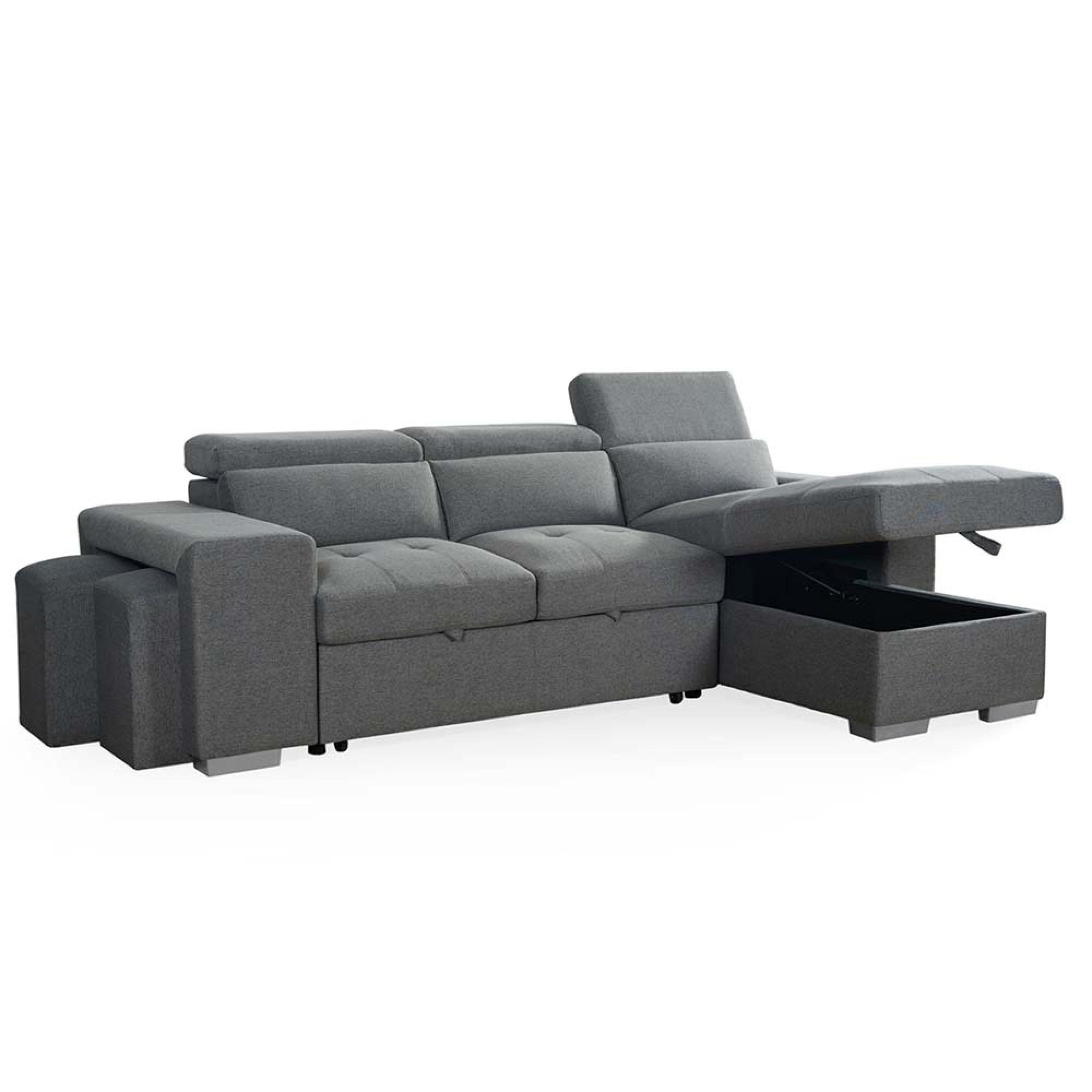 Artemis Universal Corner Sofa Bed - Grey Fabric - Pull Out