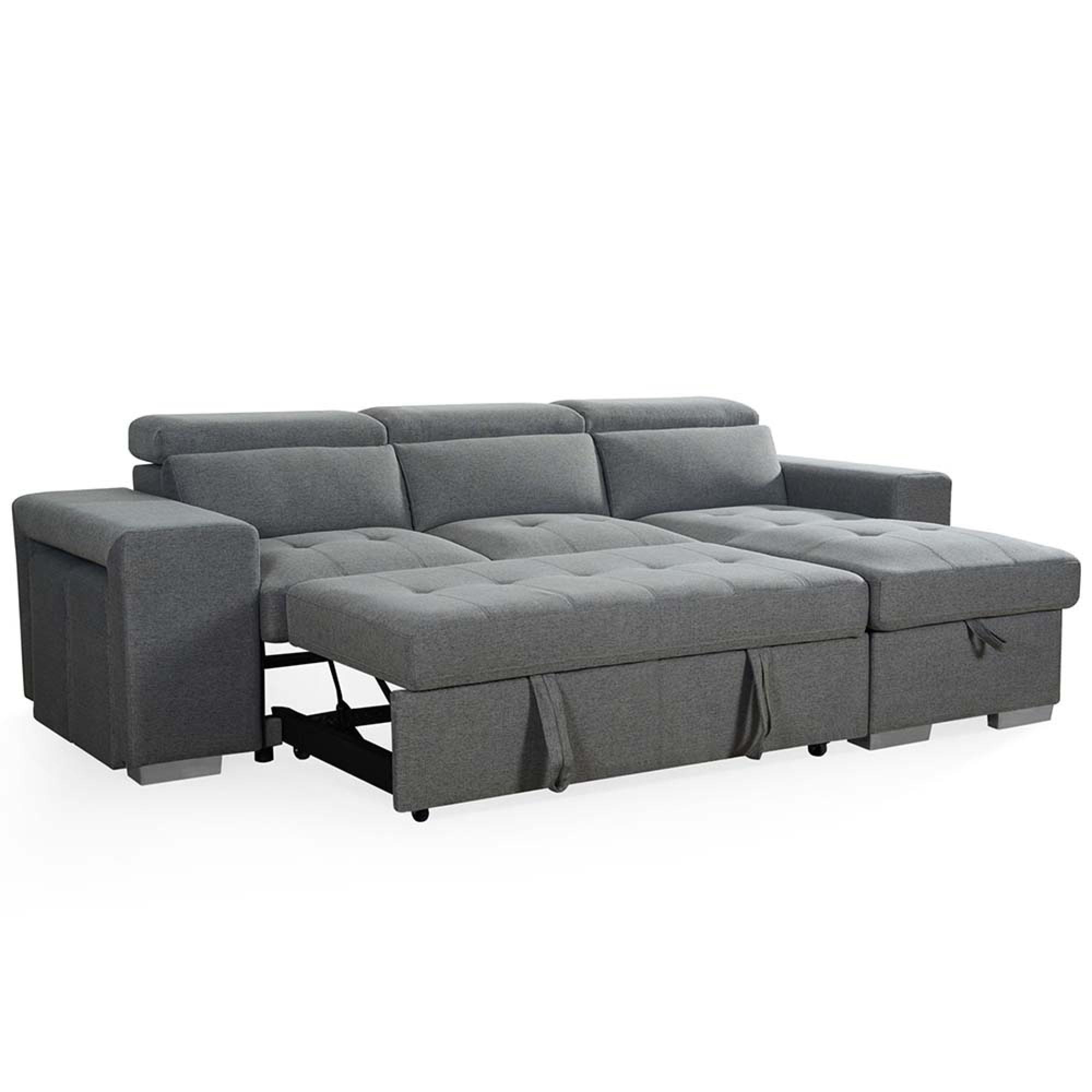 Artemis Universal Corner Sofa Bed - Grey Fabric - Pull Out