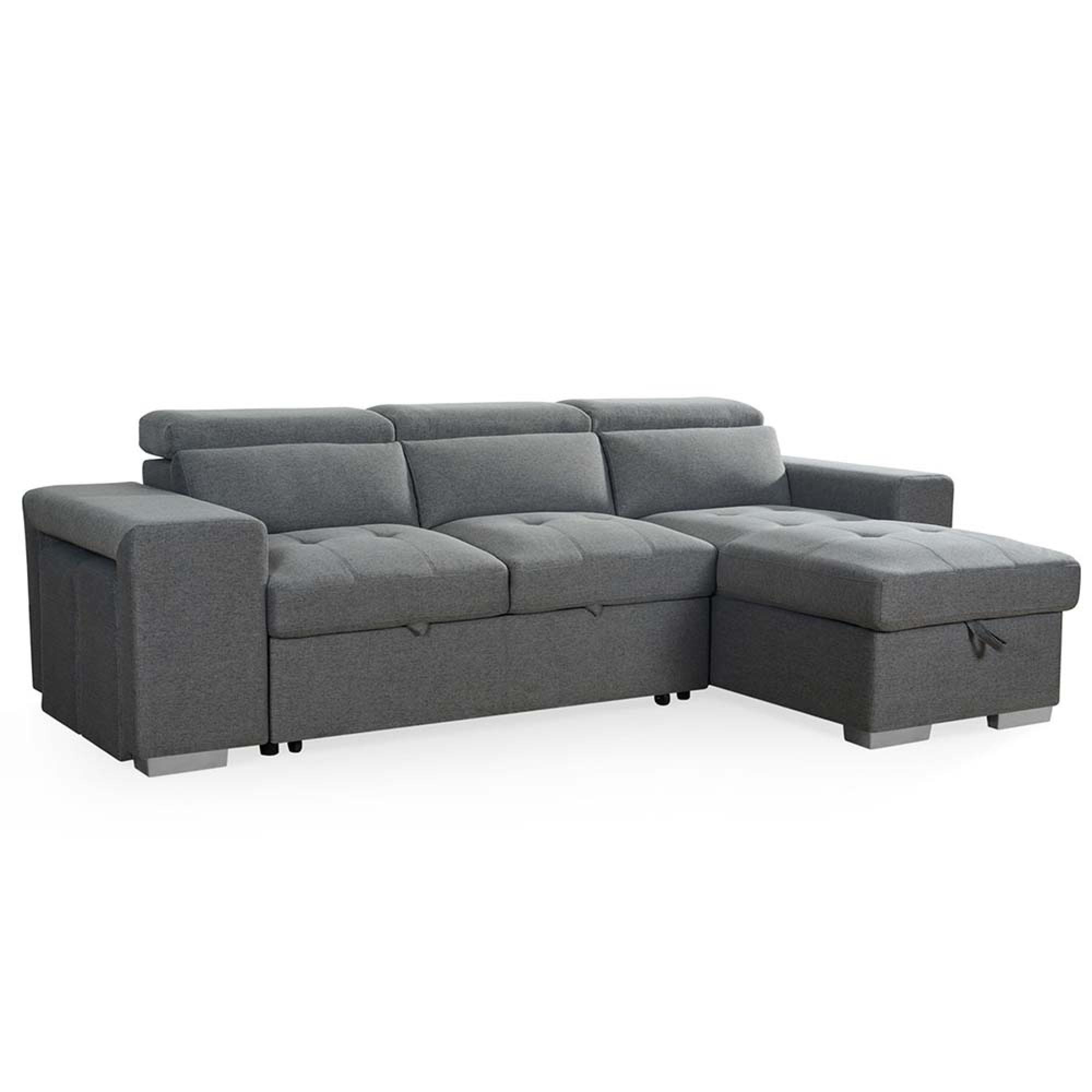 Artemis Universal Corner Sofa Bed - Grey Fabric - Pull Out