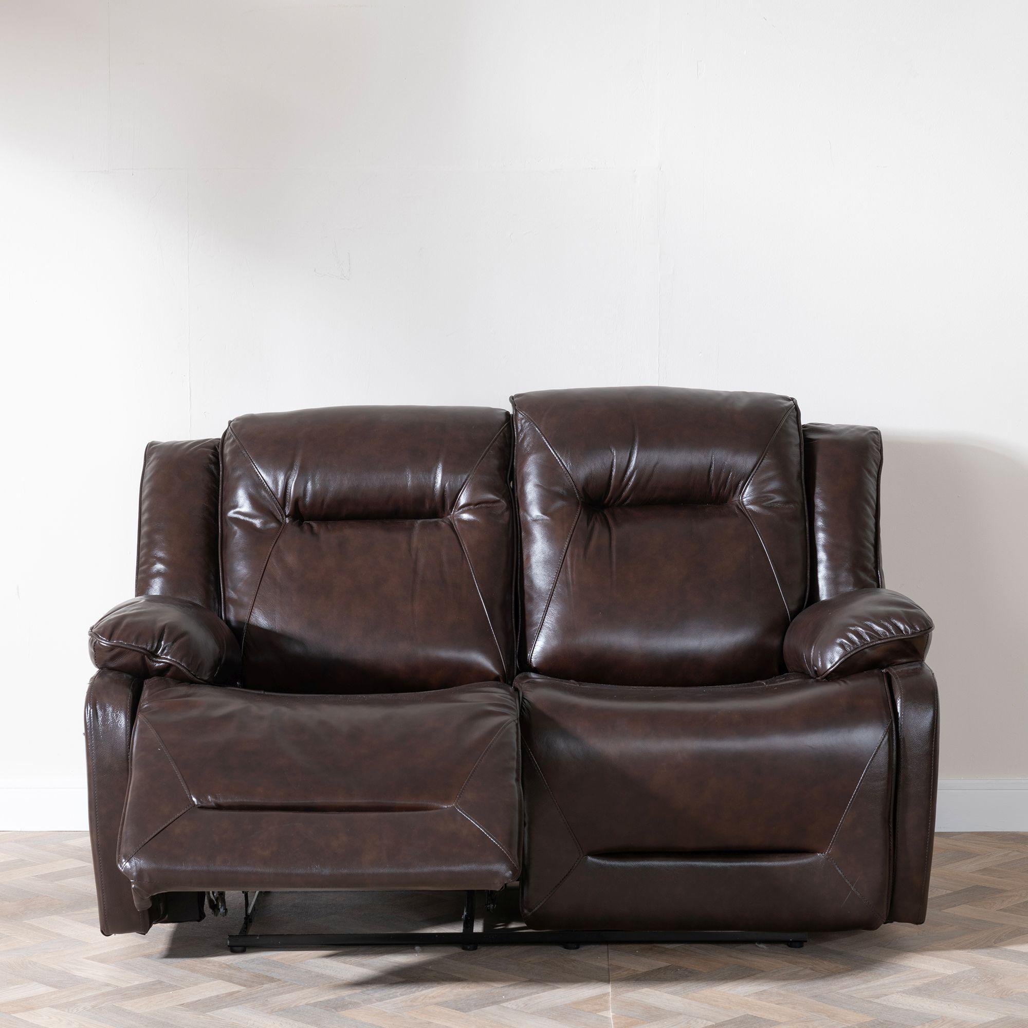 Athena Recliner Sofa - 2 Seater - Dark Brown Leather