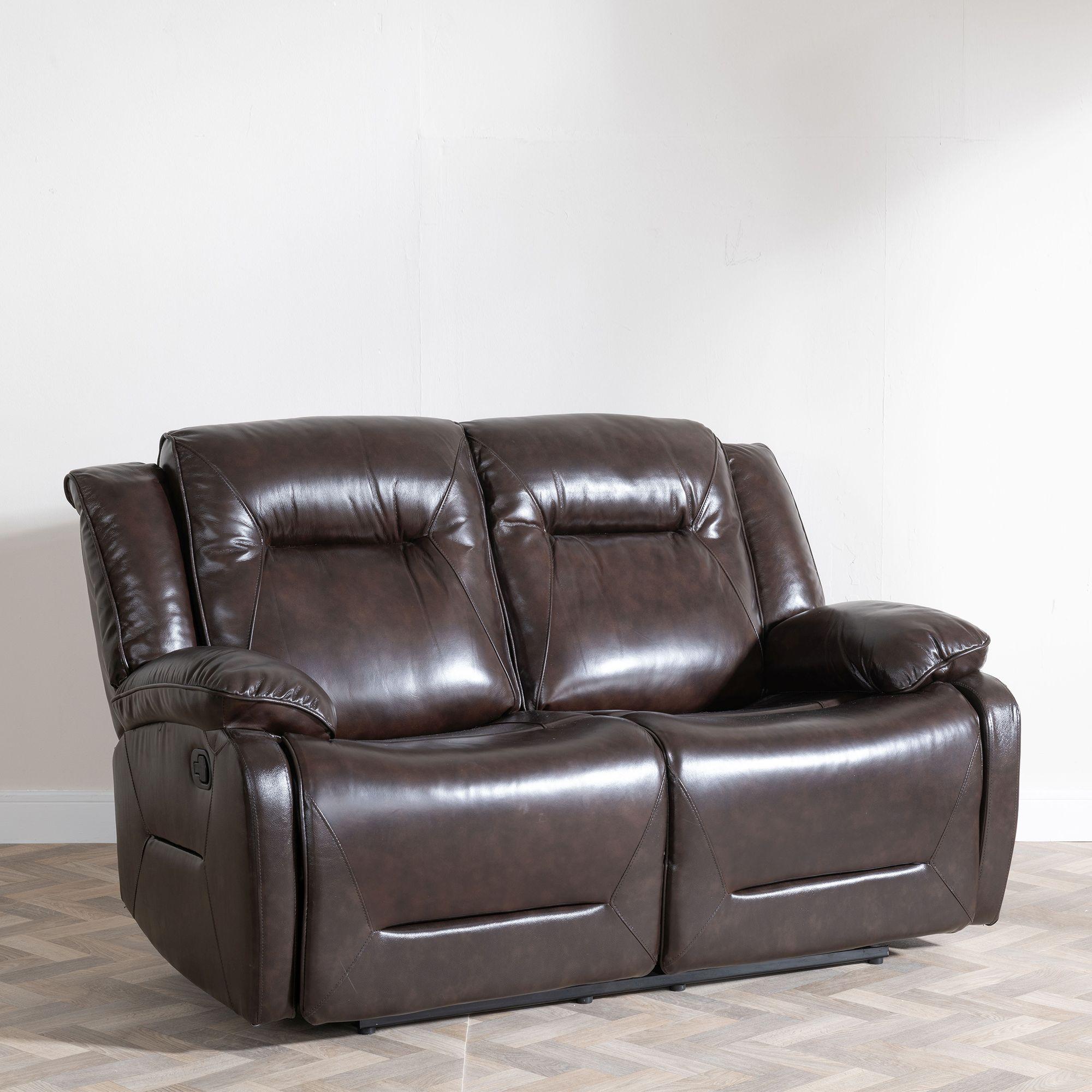 Athena Recliner Sofa - 2 Seater - Dark Brown Leather