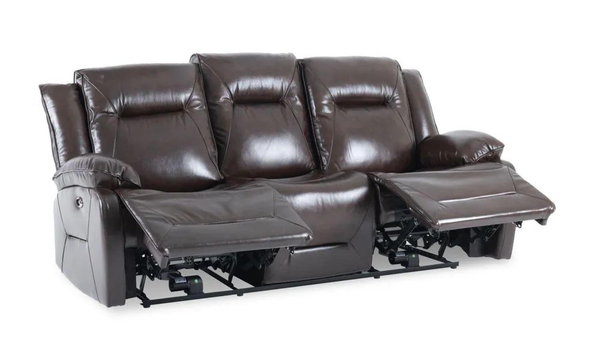 Athena Recliner Sofa - 3 Seater - Dark Brown Leather