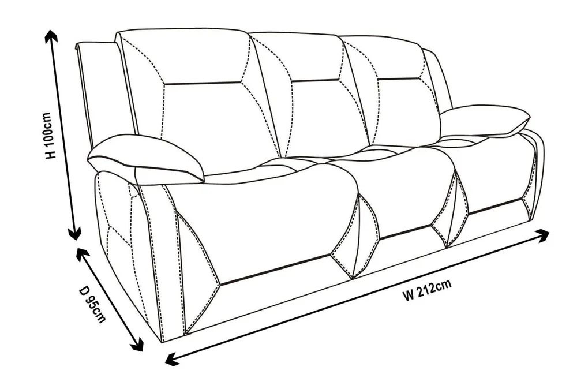 Athena Recliner Sofa - 3 Seater - Dark Brown Leather