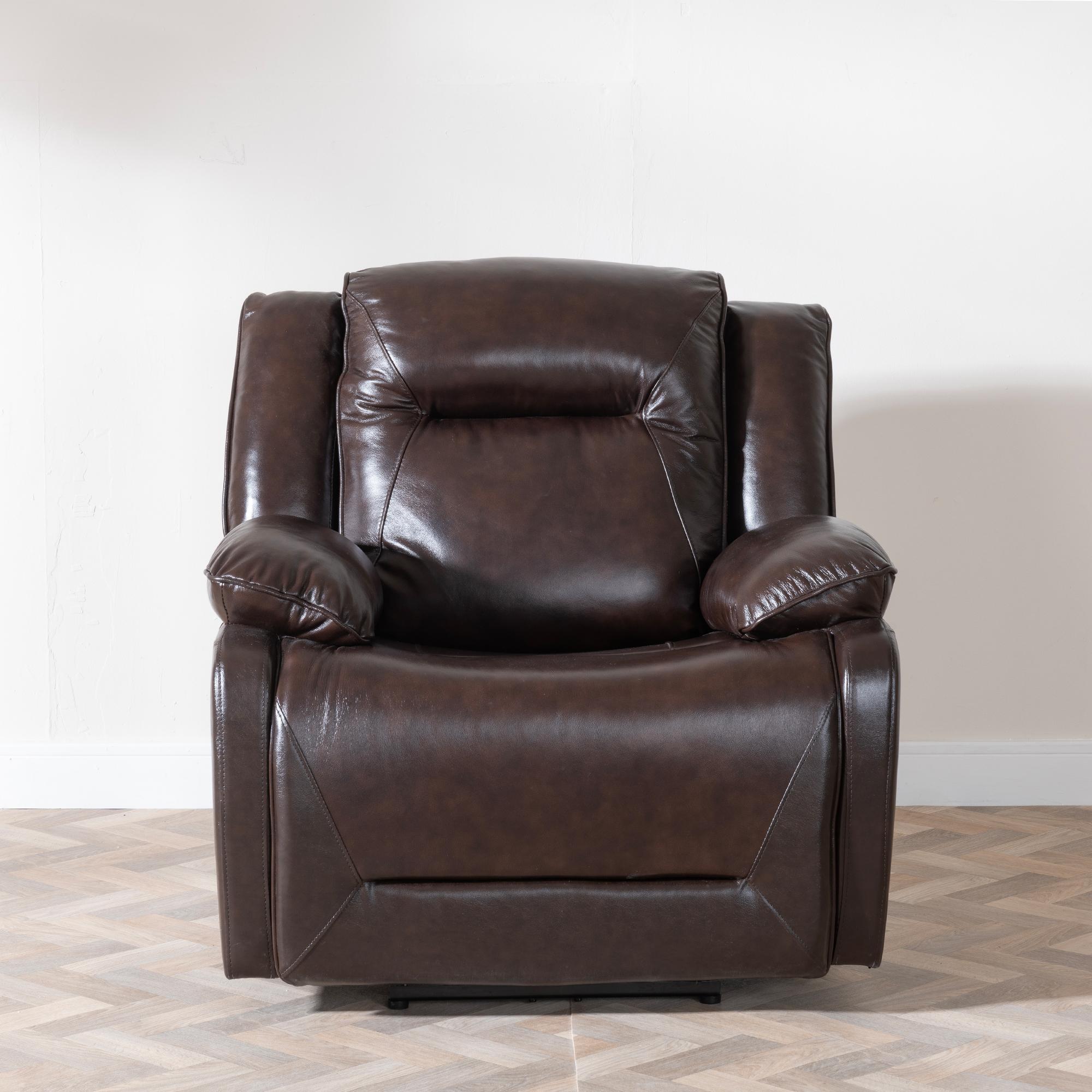 Athena Recliner Armchair - Dark Brown Leather