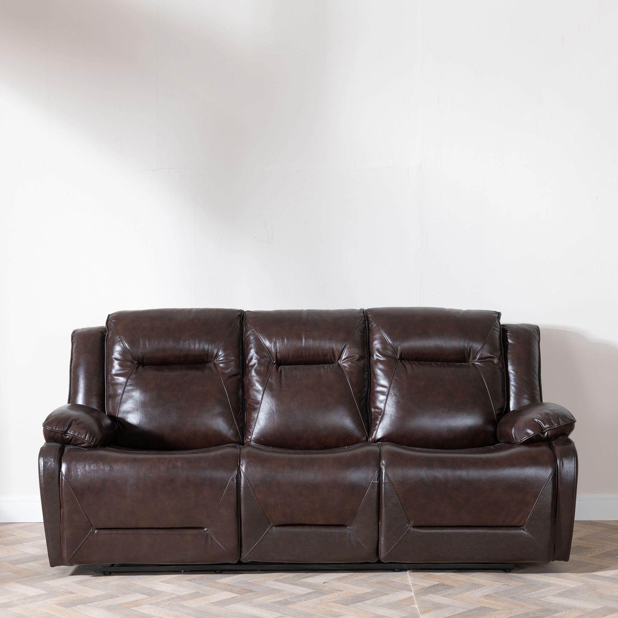 Athena Recliner Sofa Set - Dark Brown Leather