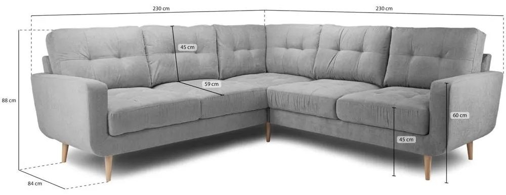Aurora Corner Sofa - Grey - Large