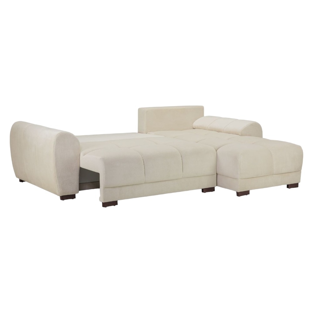 Azzuro Universal Corner Sofa Bed - Cream - Storage