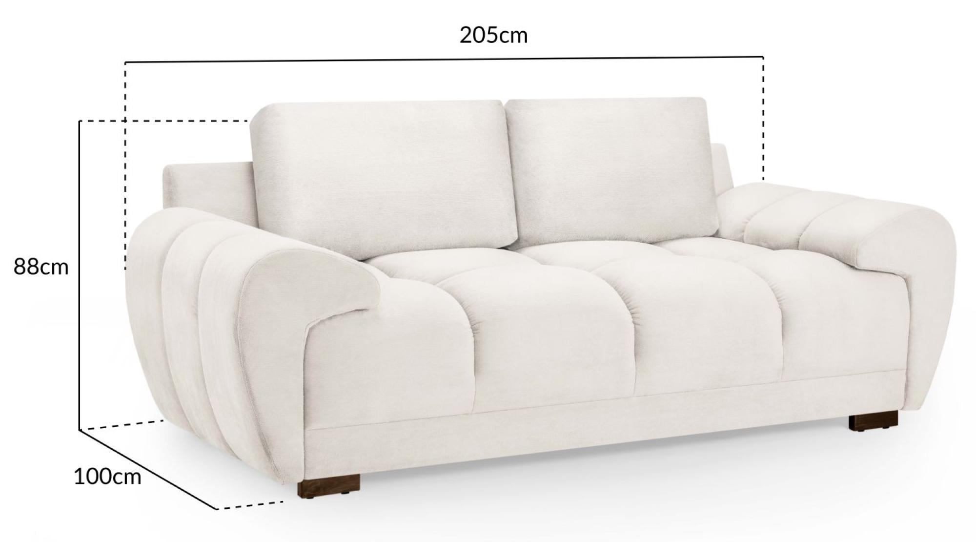 Azzuro Sofa - Cream Velvet Fabric - 2 Seater