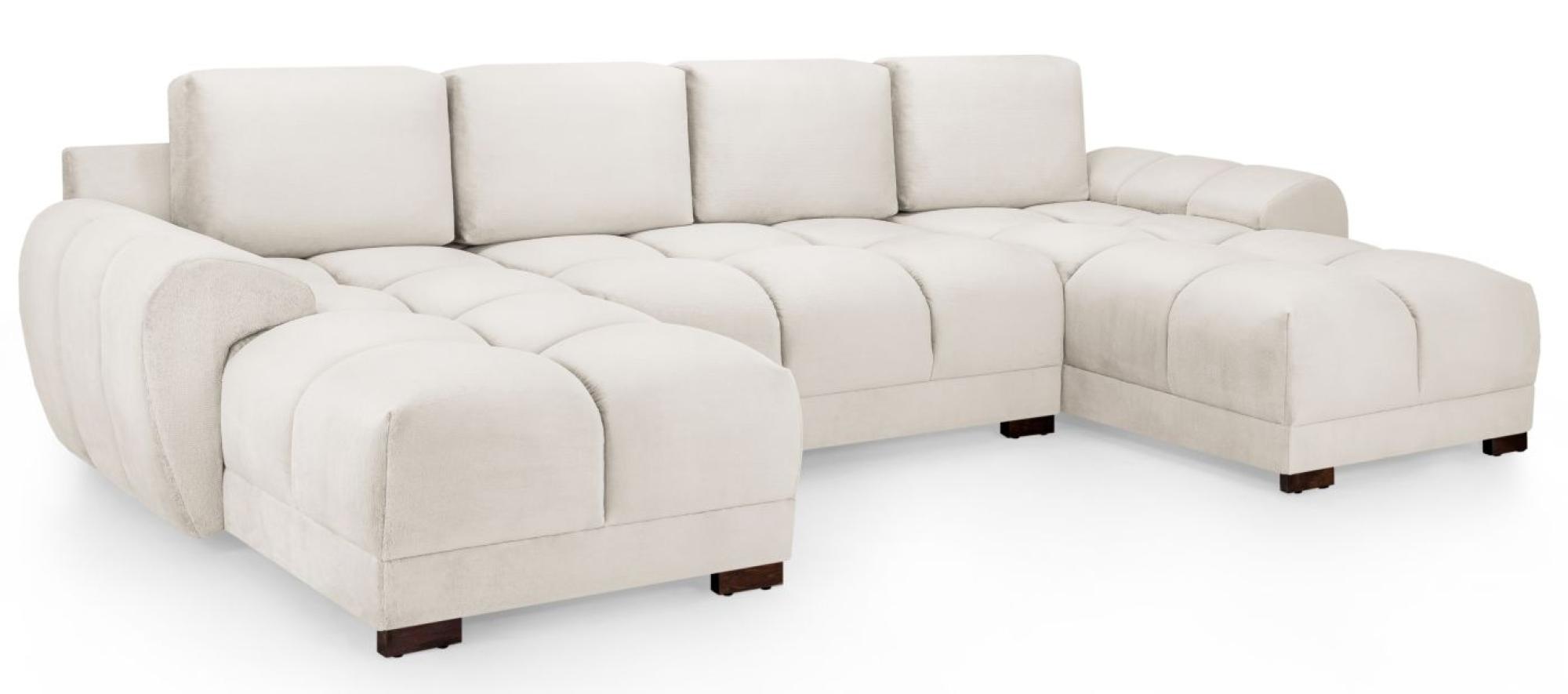 Azzuro U Shape Corner Sofa Suite - Cream Velvet Fabric
