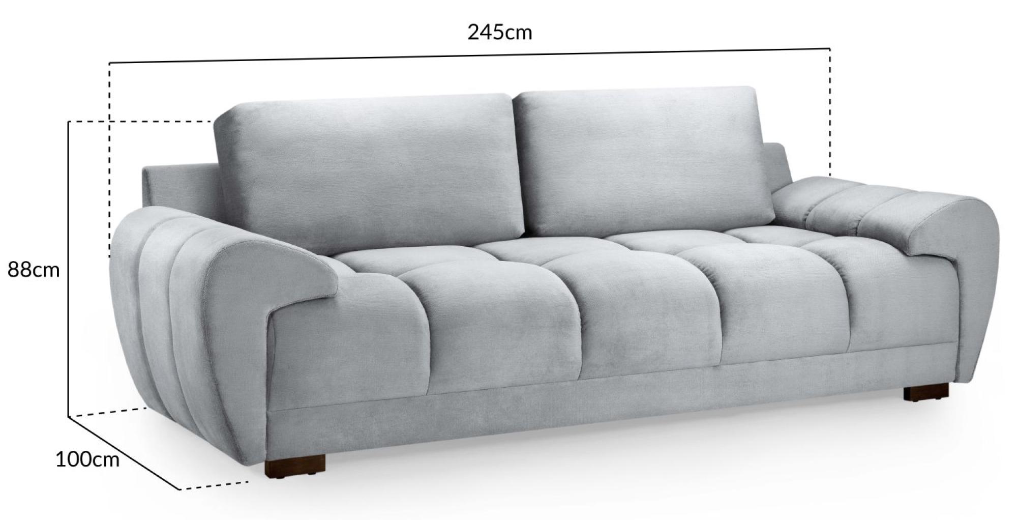 Azzuro Sofa - Grey Velvet Fabric - 3 Seater