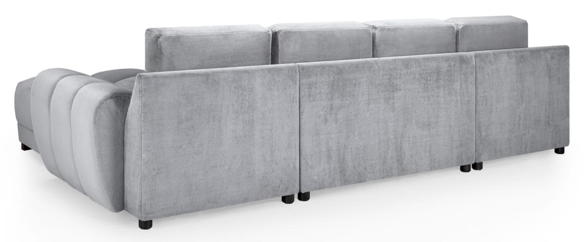 Azzuro U Shape Corner Sofa Suite - Grey Velvet Fabric