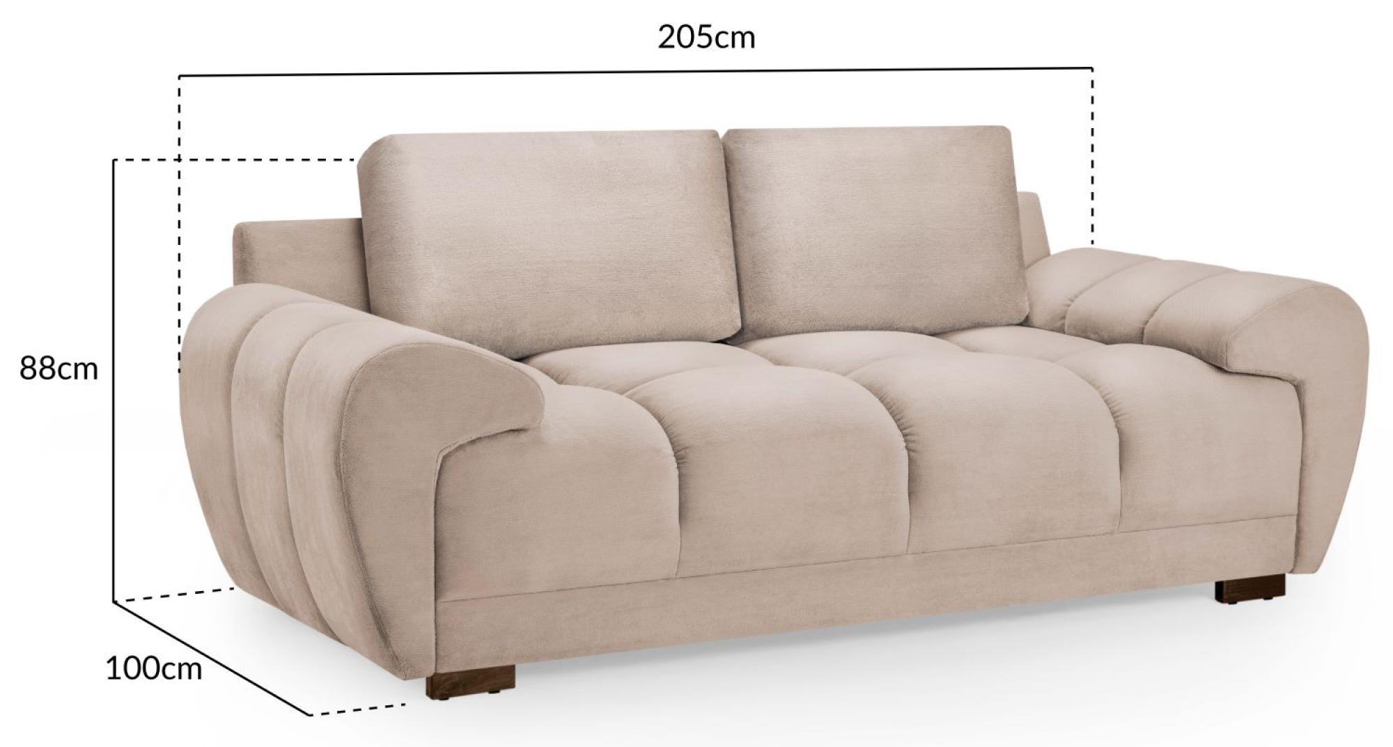 Azzuro Sofa - Mocha Velvet Fabric - 2 Seater