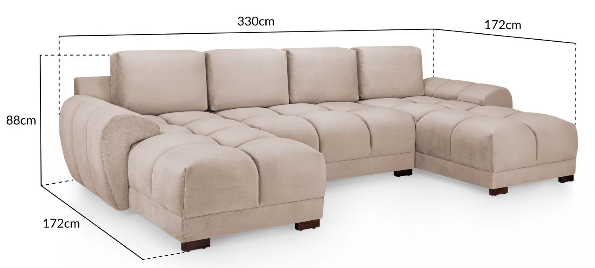 Azzuro U Shape Corner Sofa Suite - Mocha Velvet Fabric