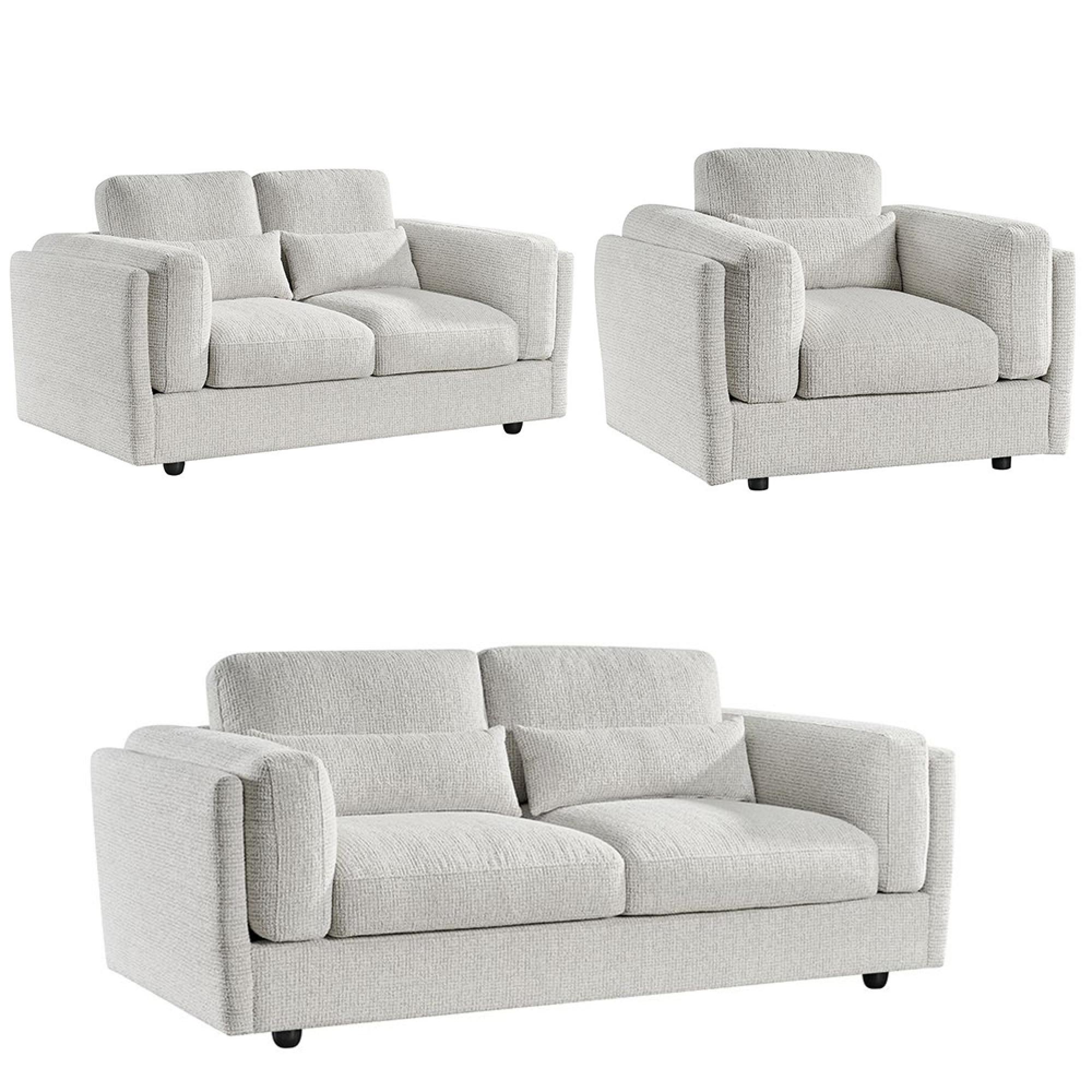 Bari Sofa Set - Beige Fabric - 3+2+1 Seater