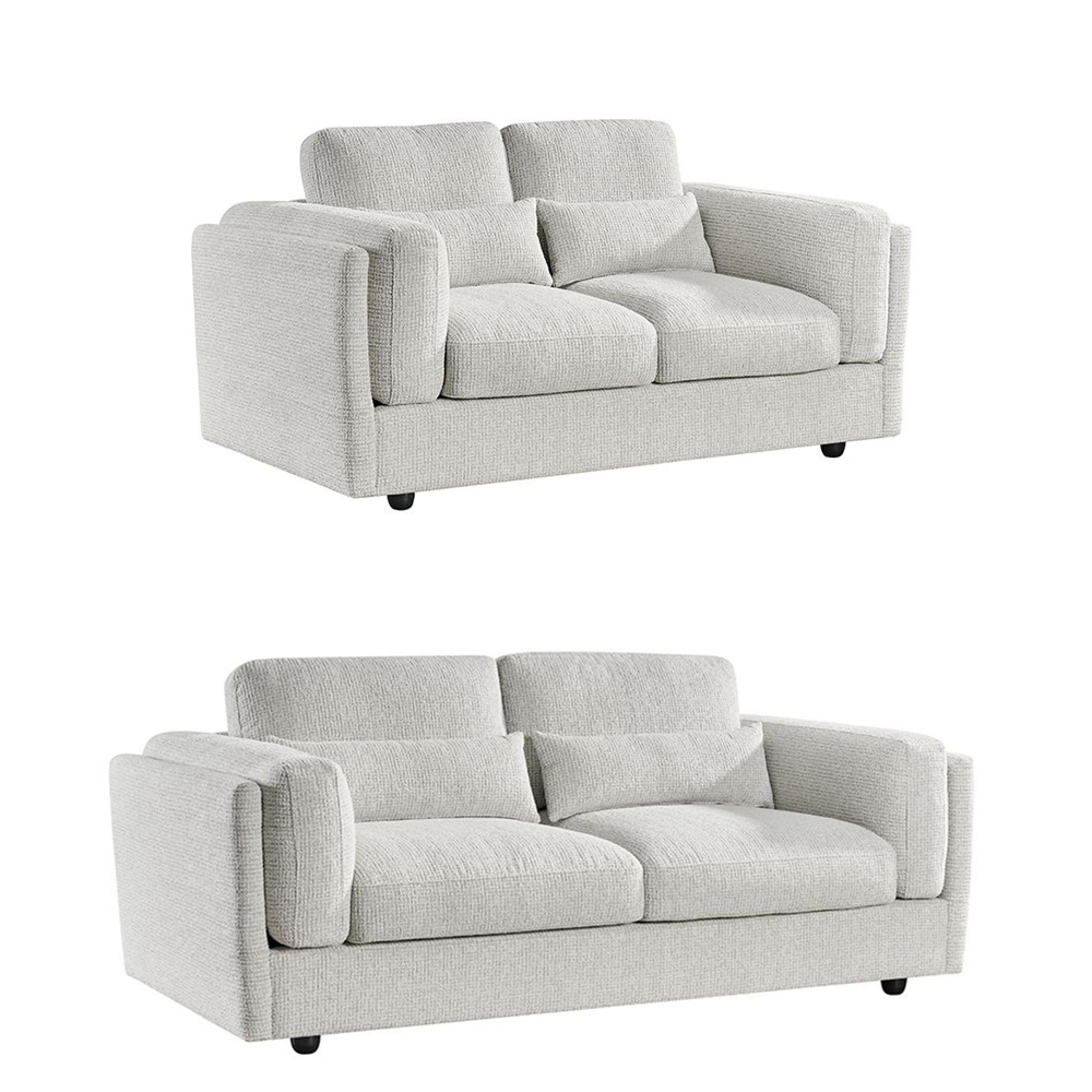 Bari Sofa Set - Beige Fabric - 3+2 Seater