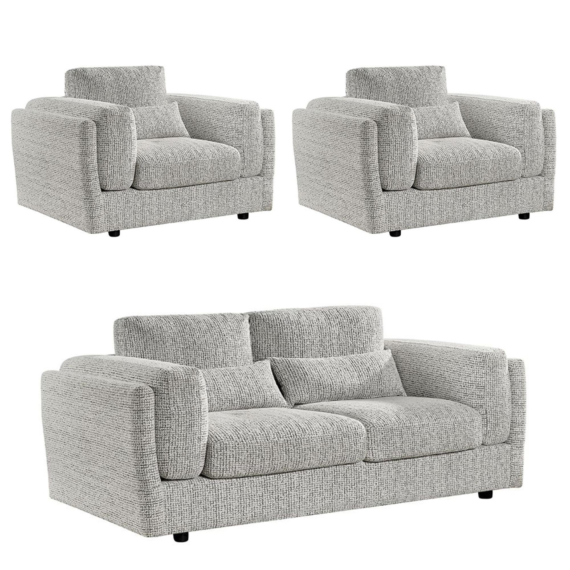 Bari Sofa Set - Grey Fabric - 3+1+1 Seater
