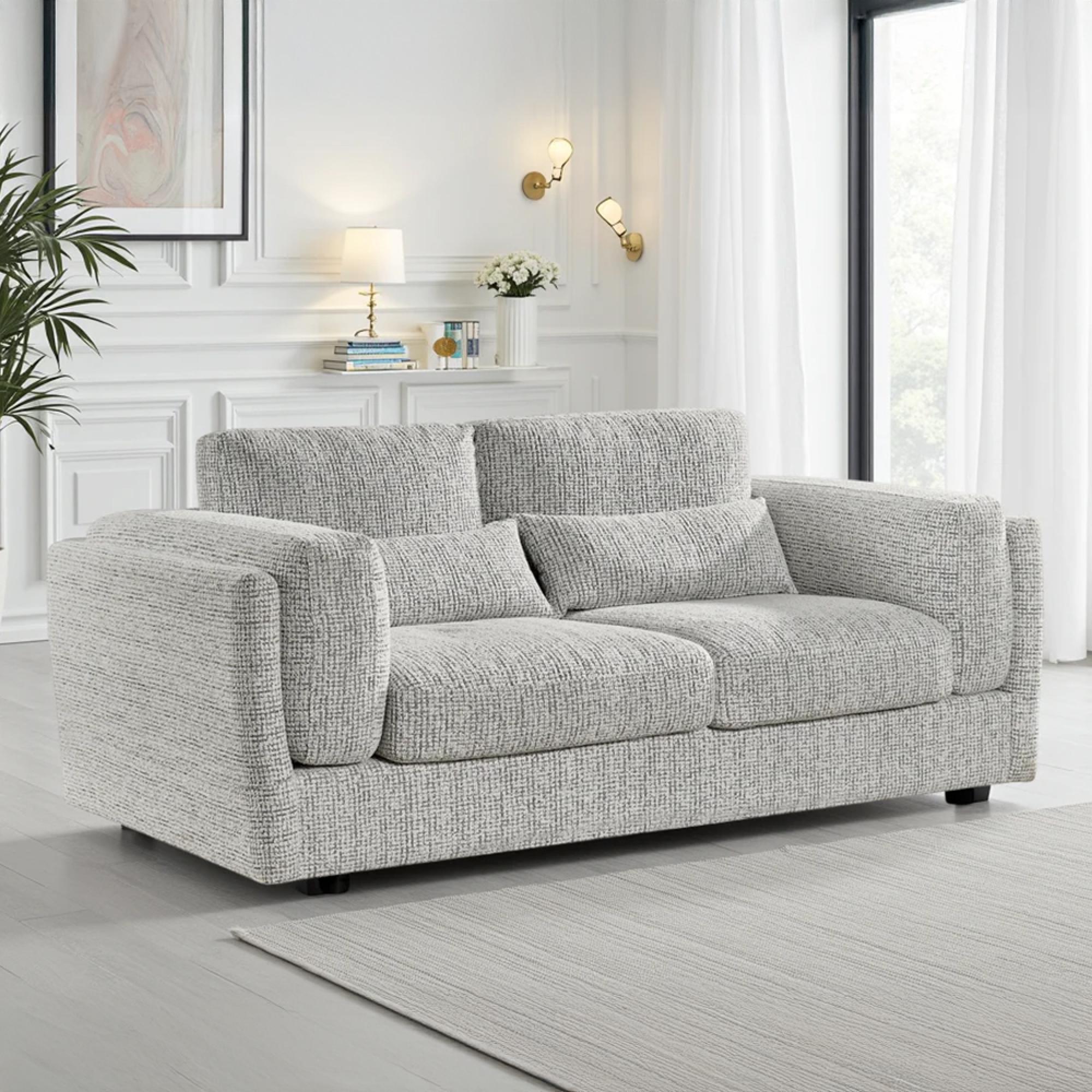 Bari Sofa - Grey Fabric - 3 Seater
