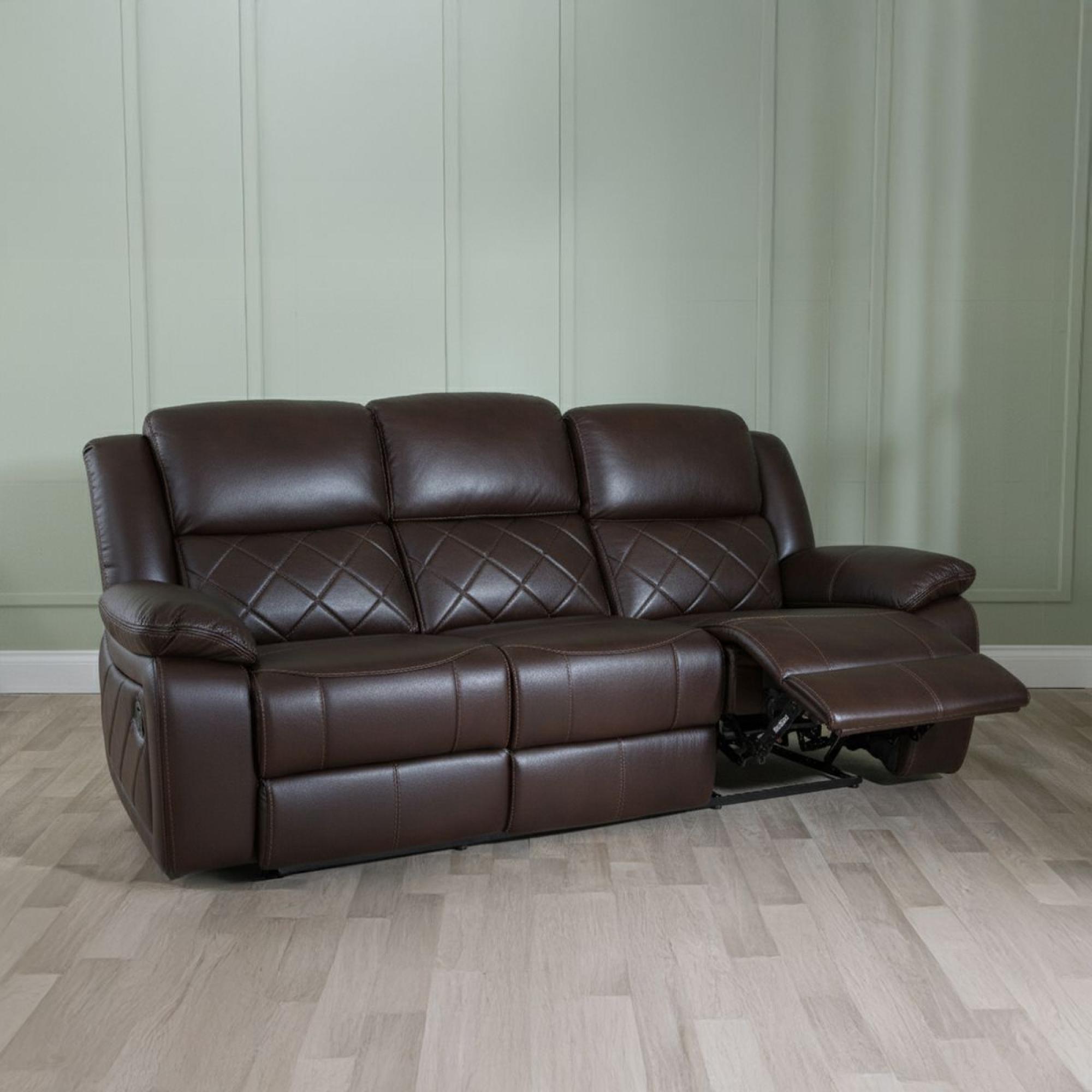 Bentley Recliner Sofa - 3 Seater - Brown Leather