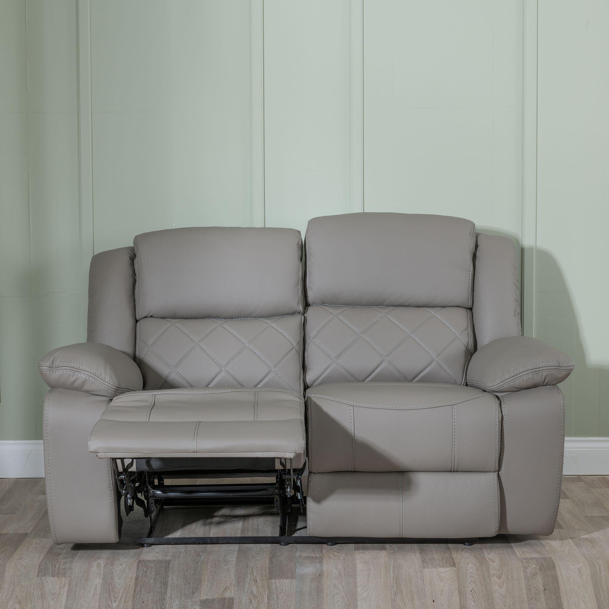 Bentley Recliner Sofa - 2 Seater - Light Grey Leather