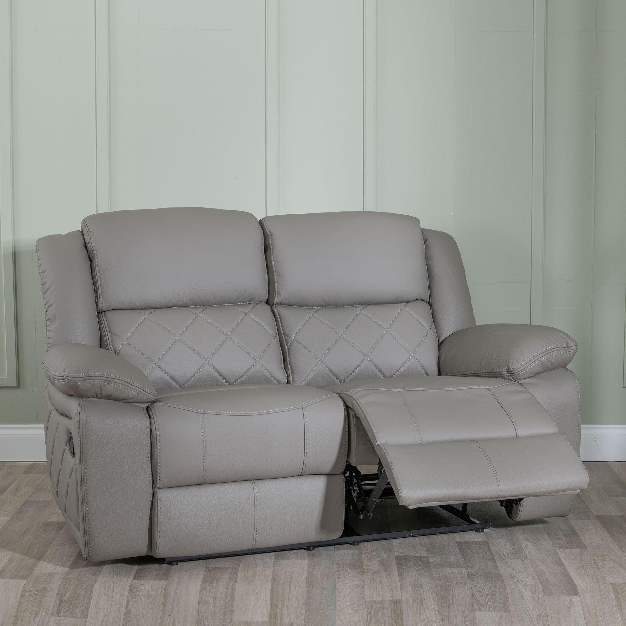 Bentley Recliner Sofa - 2 Seater - Light Grey Leather