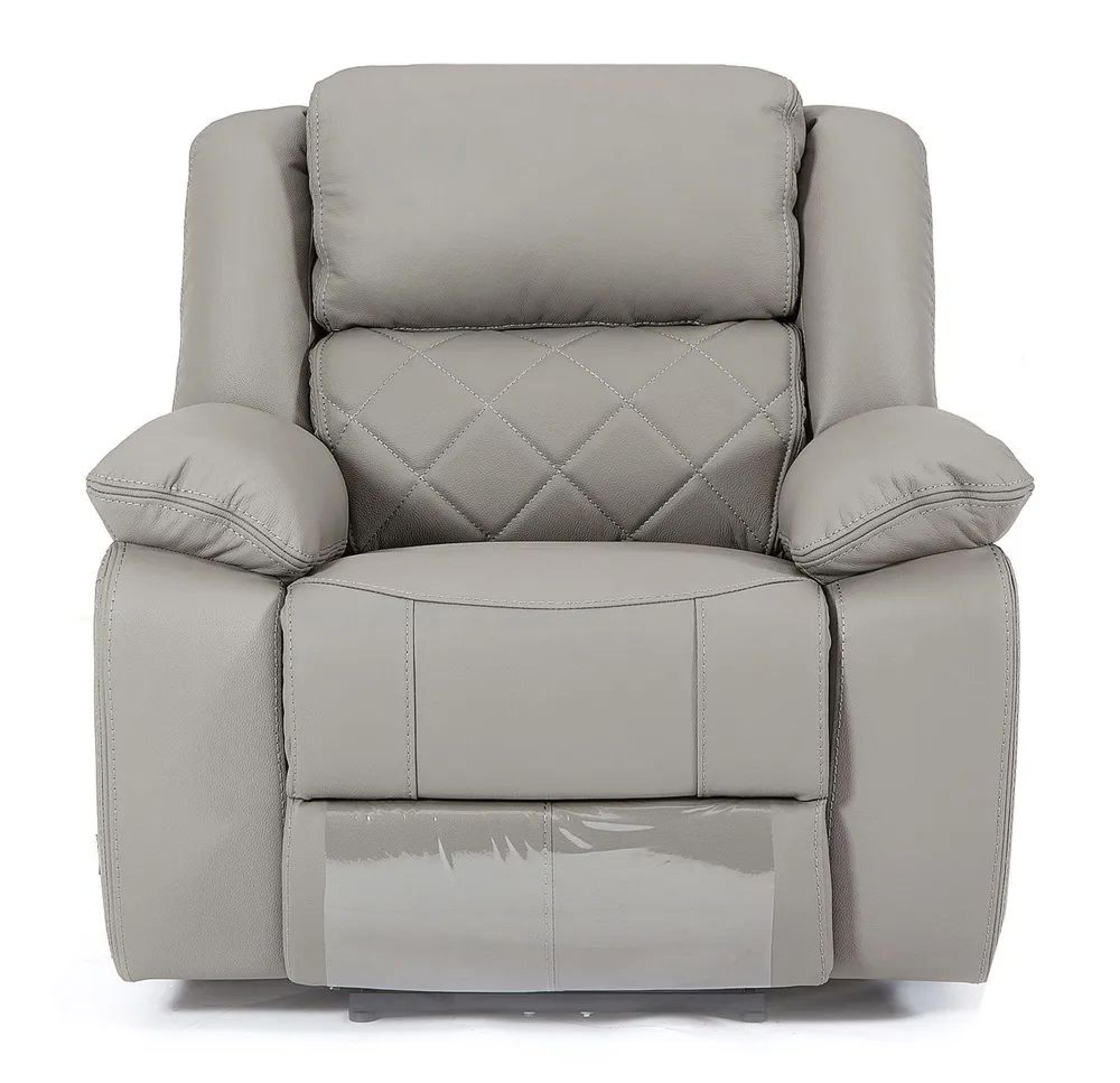 Bentley Recliner Armchair - Light Grey Leather