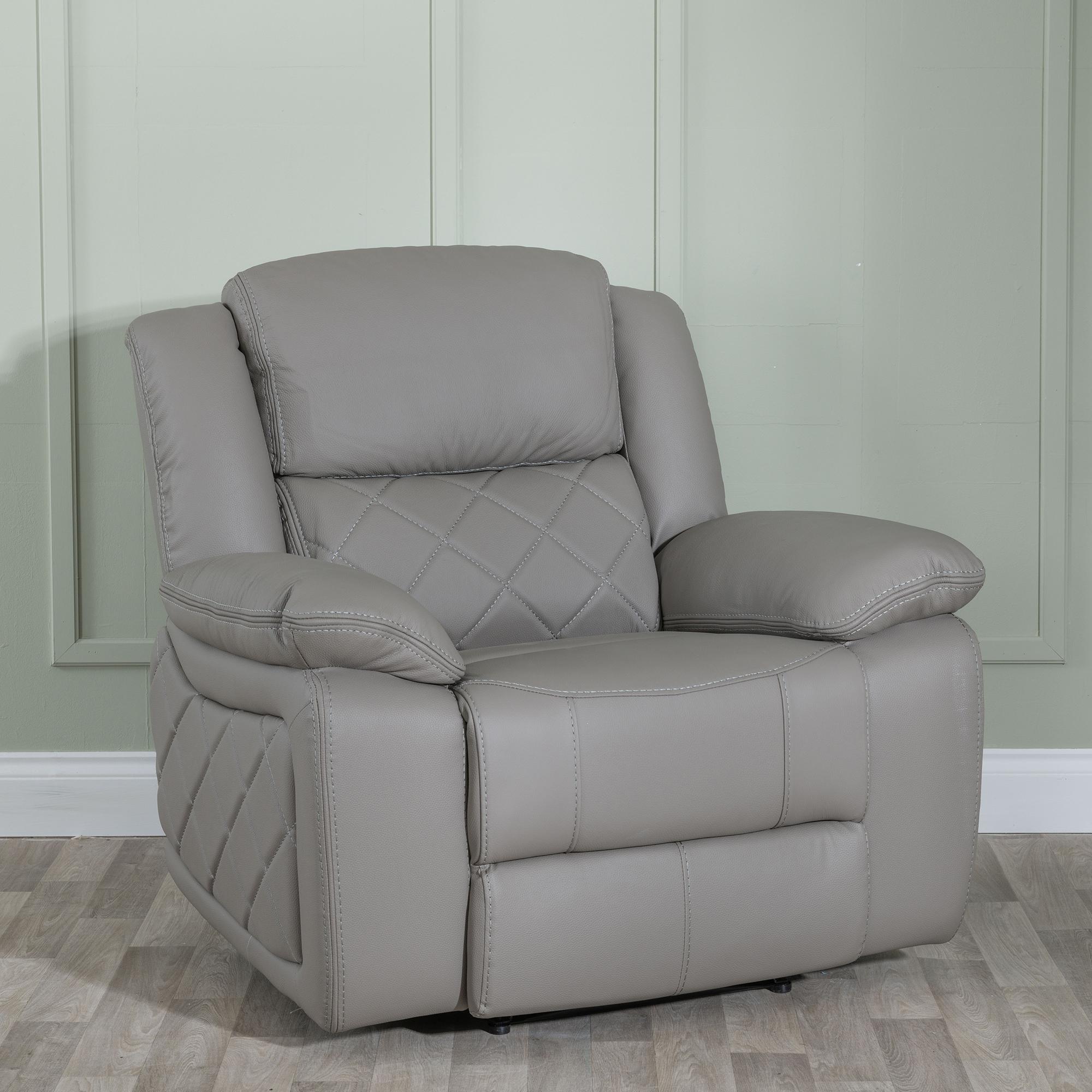 Bentley Recliner Sofa Set - Light Grey Leather