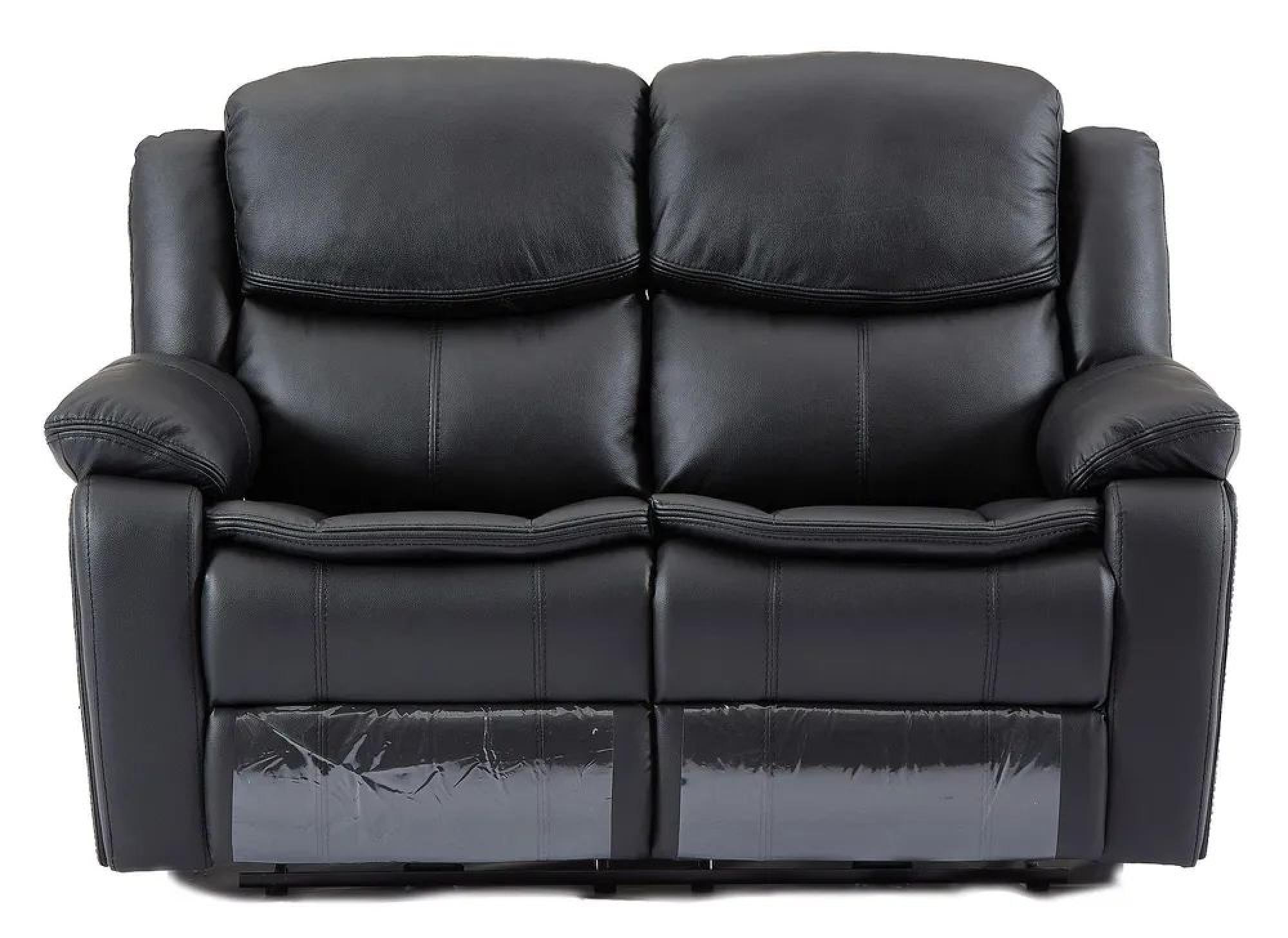 Berlin Recliner Sofa - 2 Seater - Black Leather