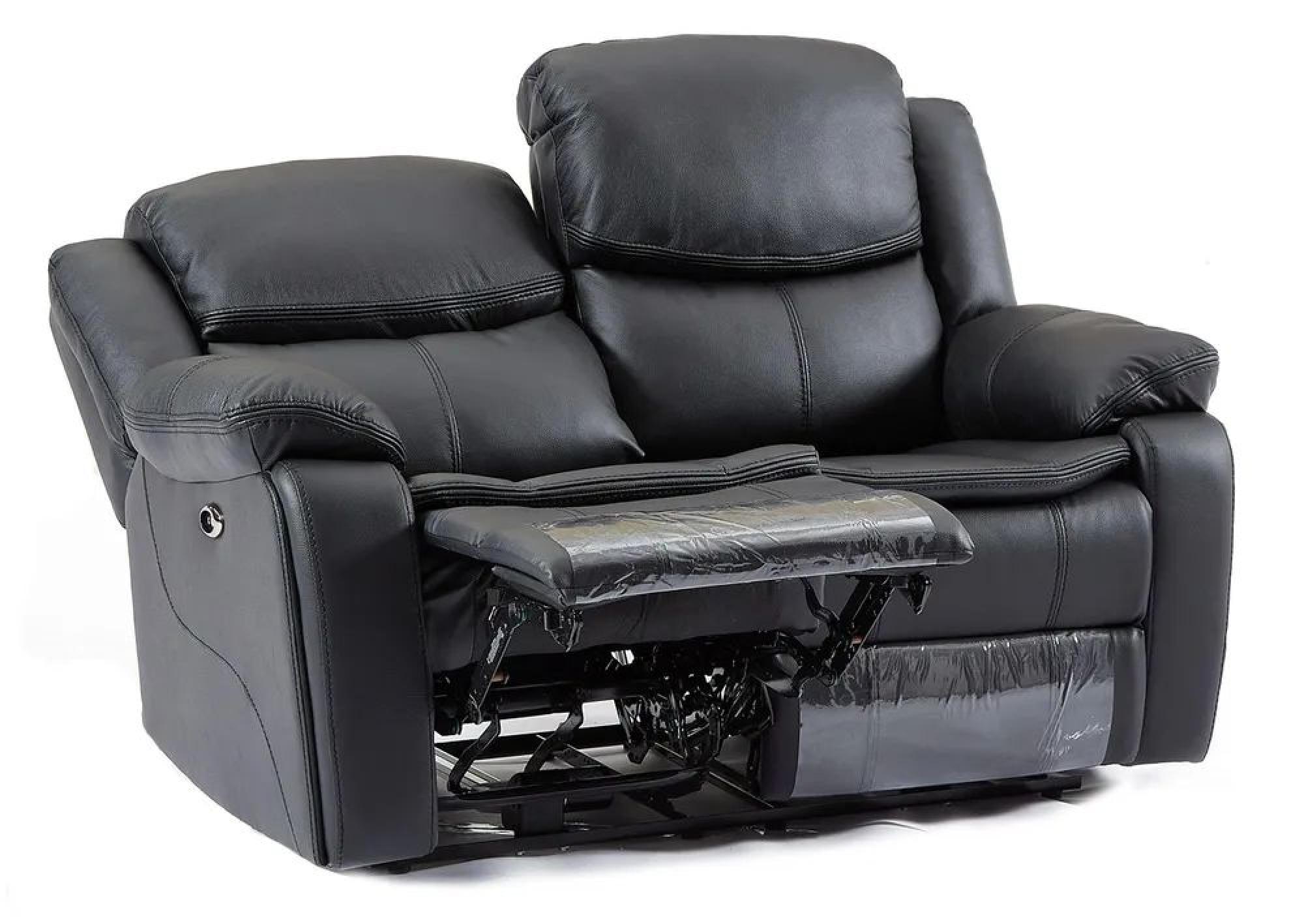 Berlin Recliner Sofa - 2 Seater - Black Leather