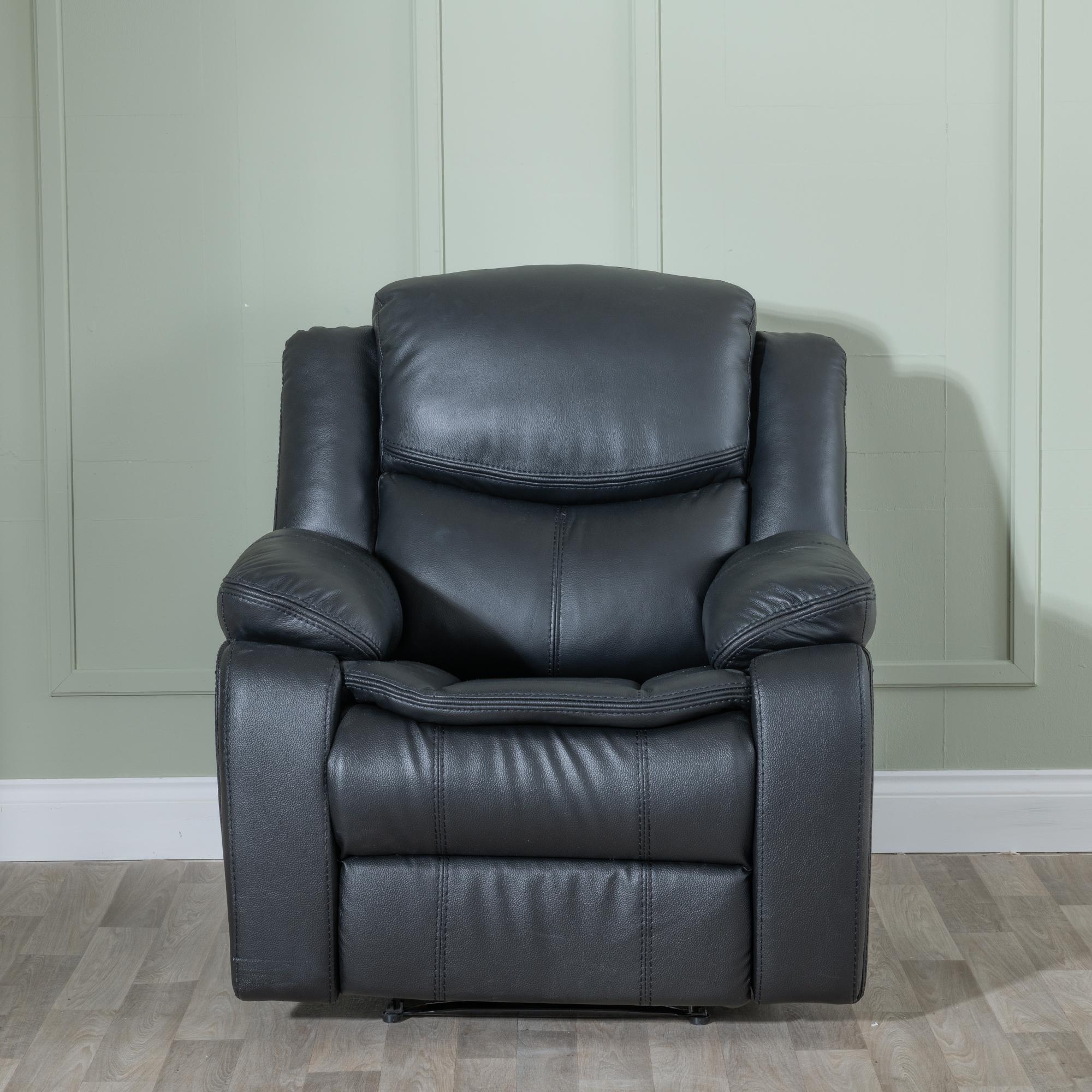 Berlin Recliner Armchair - Black Leather