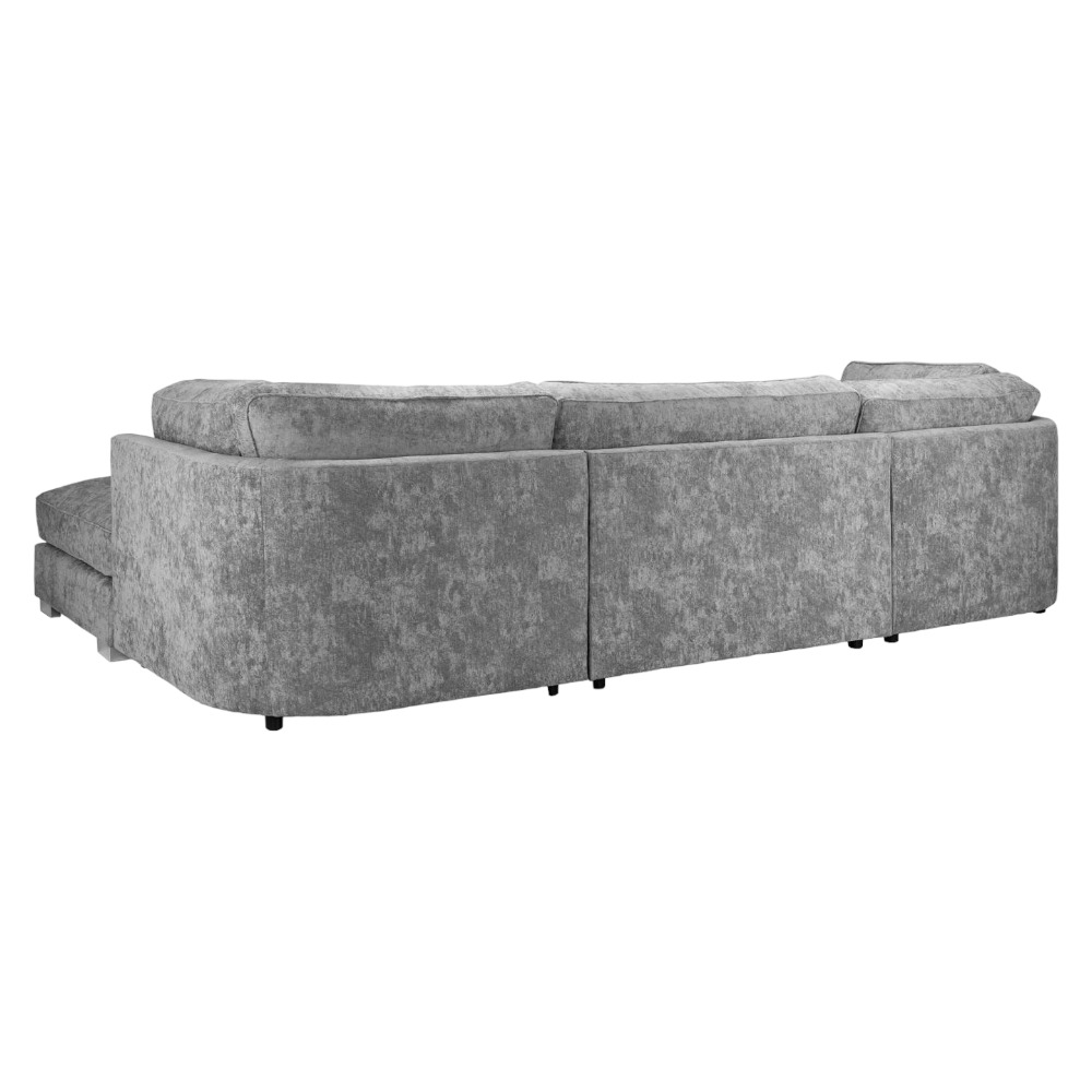 Bishop U Shape Corner Sofa Suite - Fullback - Platinum Velvet Fabric